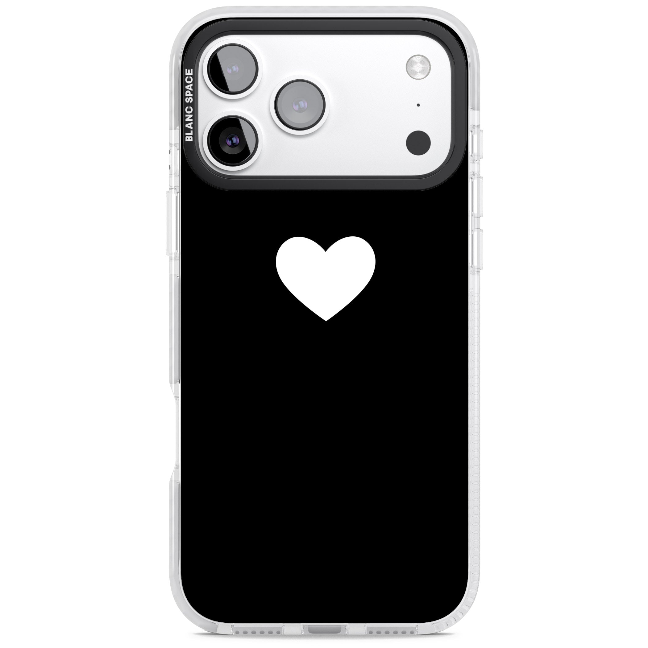 Single Heart Design: White & iPhone 17 Pro Impact Clear Phone Case