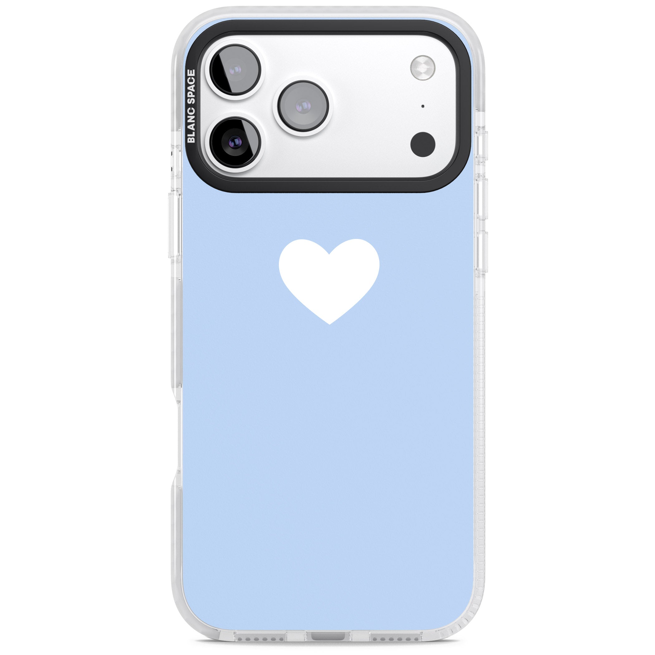 Single Heart Design: White & Baby Blue iPhone 17 Pro Max Impact Clear Phone Case
