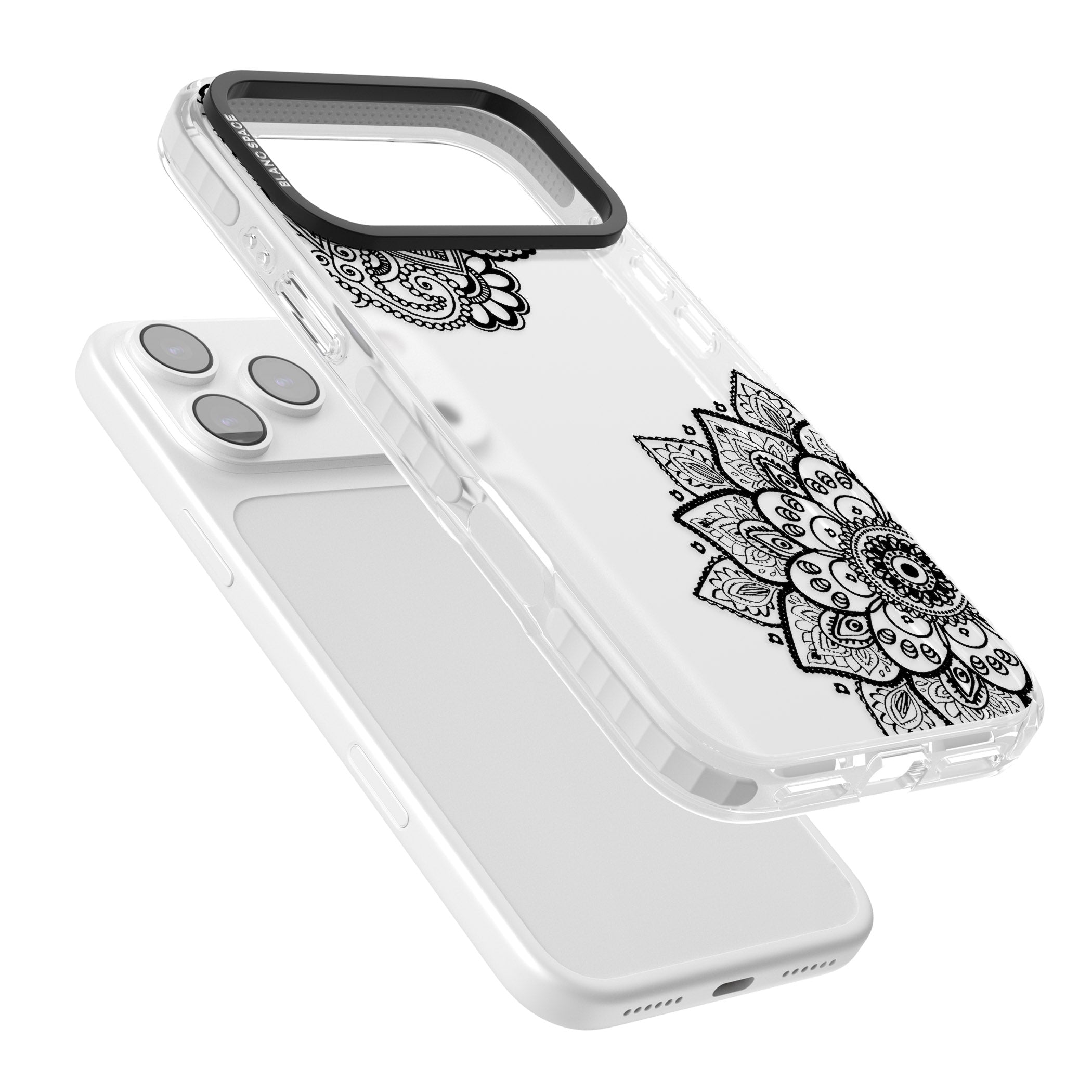 Black Henna Florals iPhone 17 Pro Impact Clear Phone Case Colours