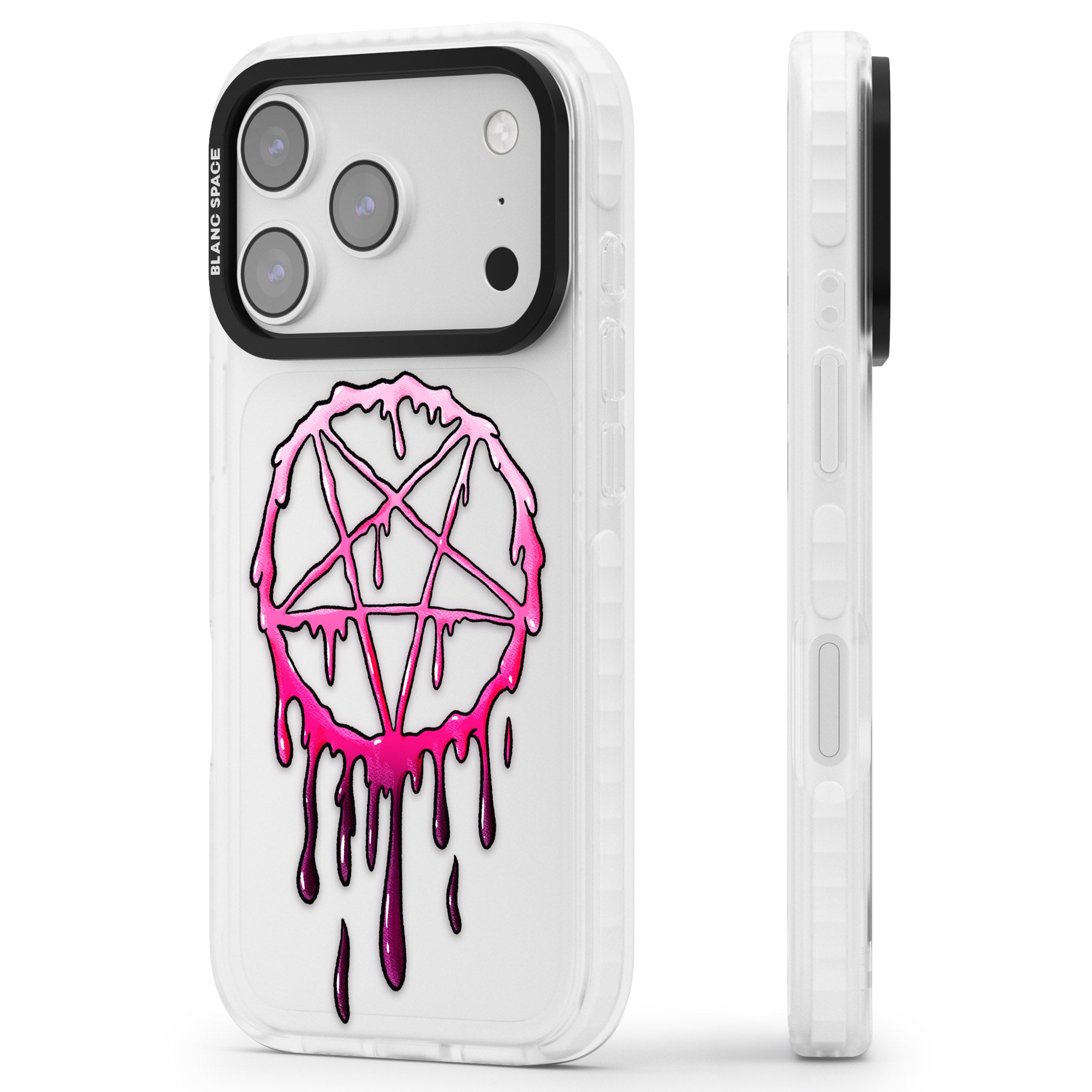 Pentagram Of Blood iPhone 17 Pro Impact Clear Phone Case Side Profile