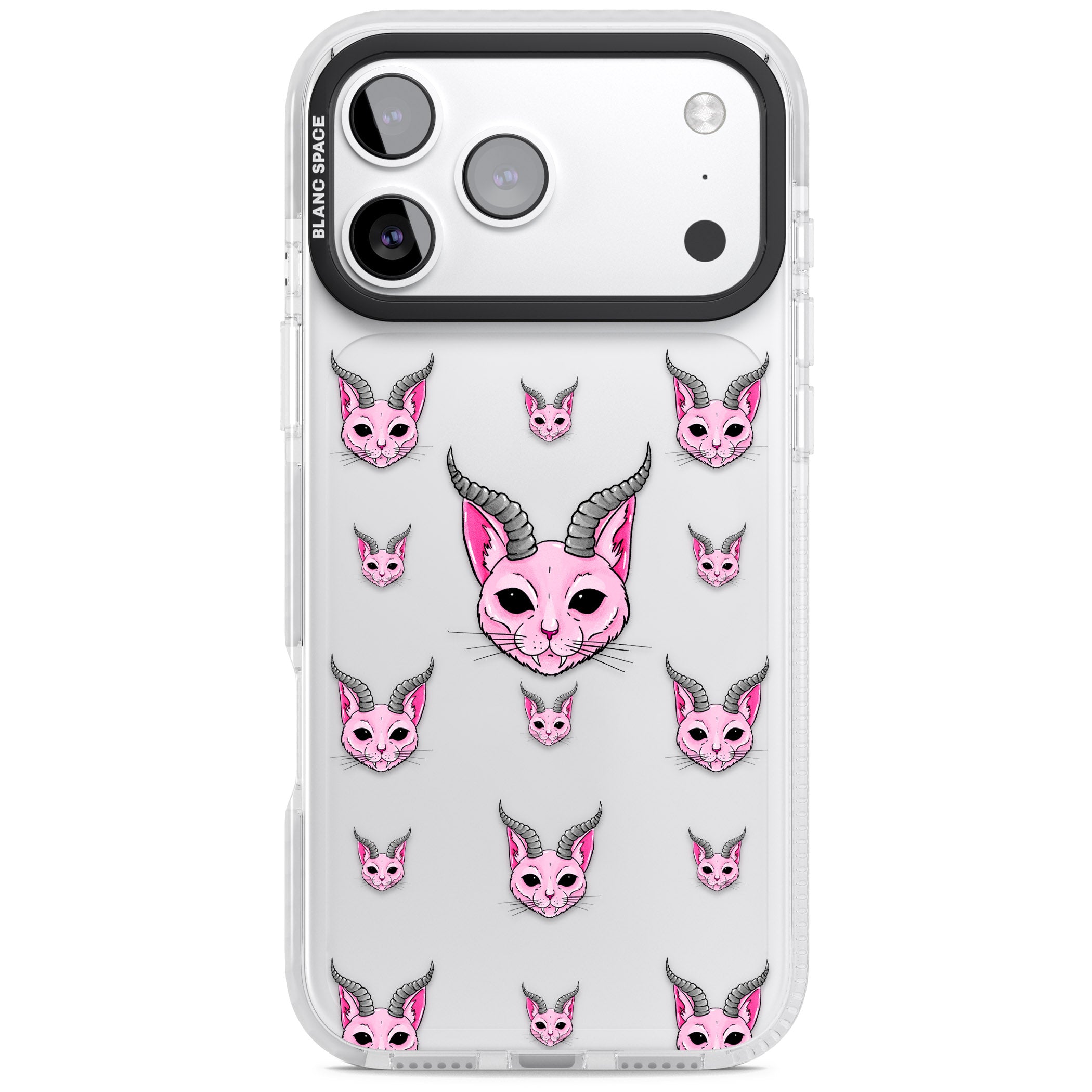Demon Cat Pattern iPhone 17 Pro Max Impact Clear Phone Case