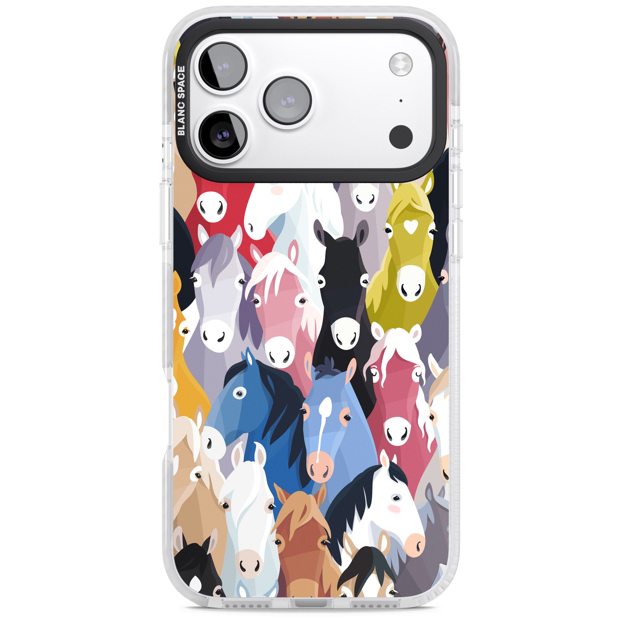 Colourful Horse Pattern iPhone 17 Pro Max Impact Clear Phone Case