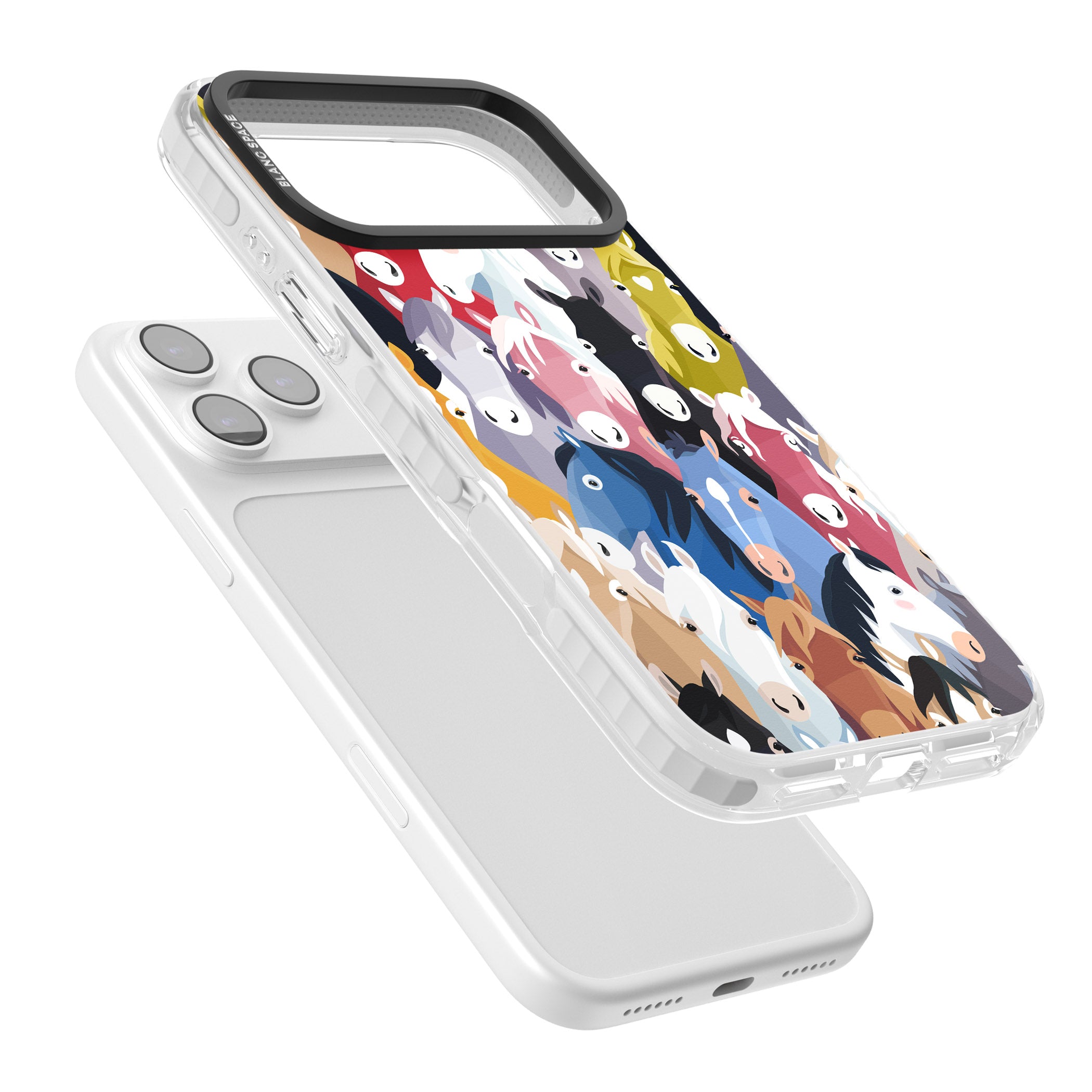 Colourful Horse Pattern iPhone 17 Pro Max Impact Clear Phone Case Colours