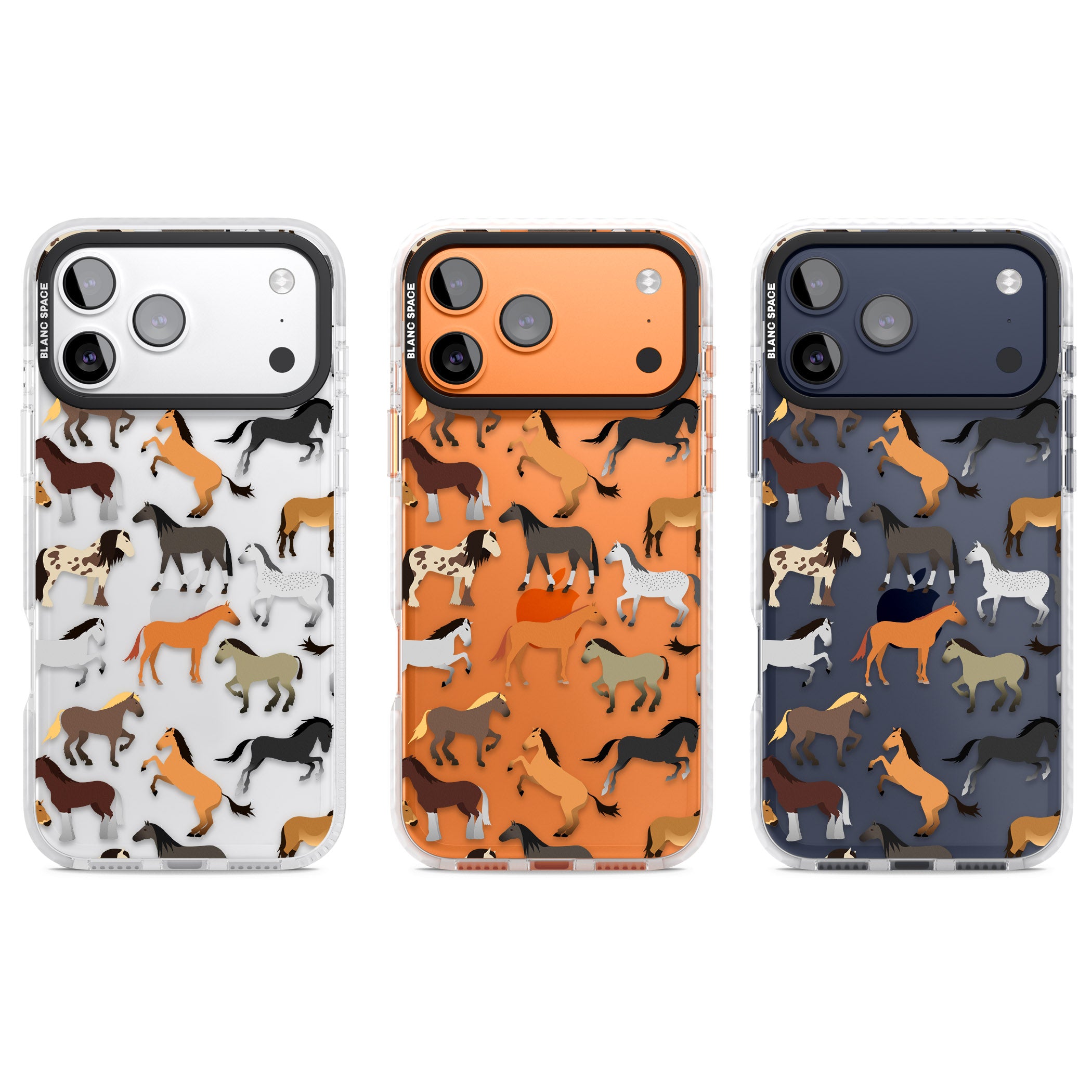 Horse Pattern iPhone 17 Pro Impact Clear Phone Case APT Impact Protection