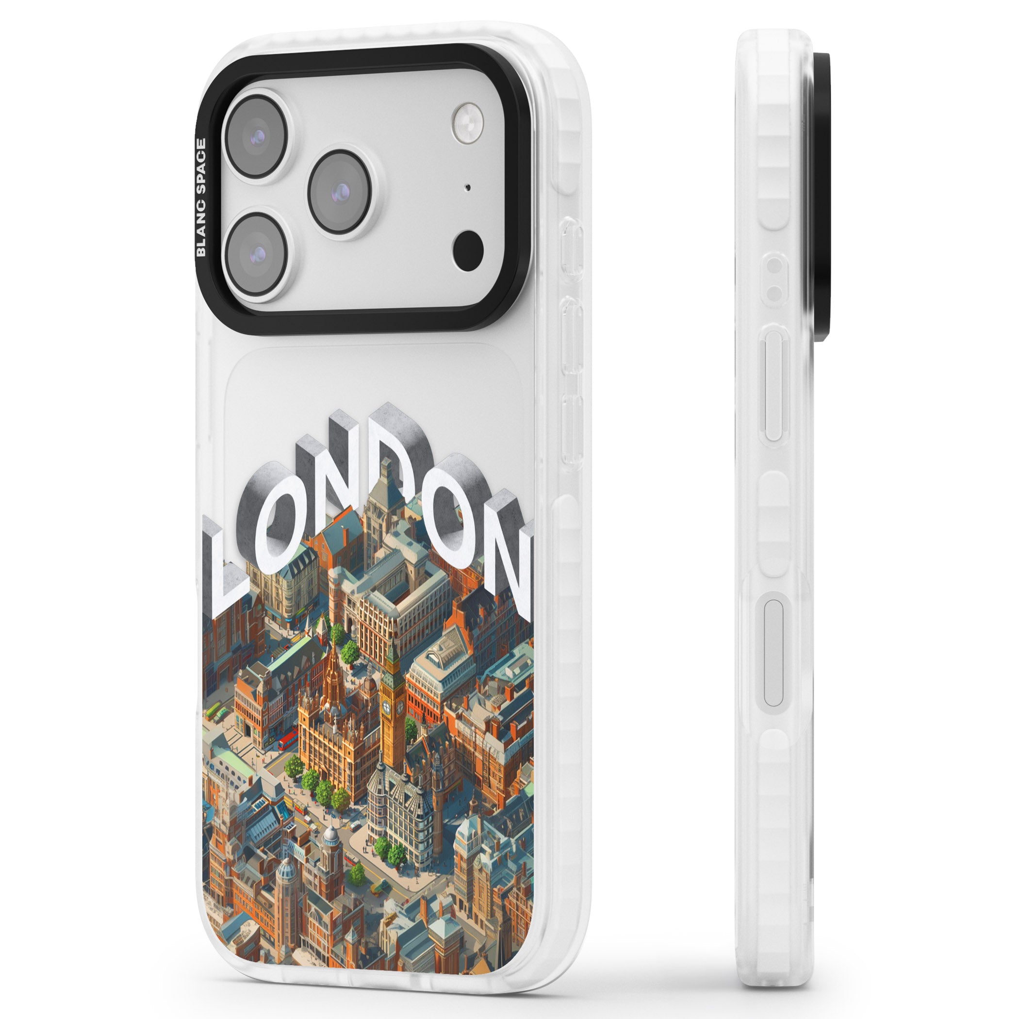 London iPhone 17 Pro Max Impact Clear Phone Case Side Profile