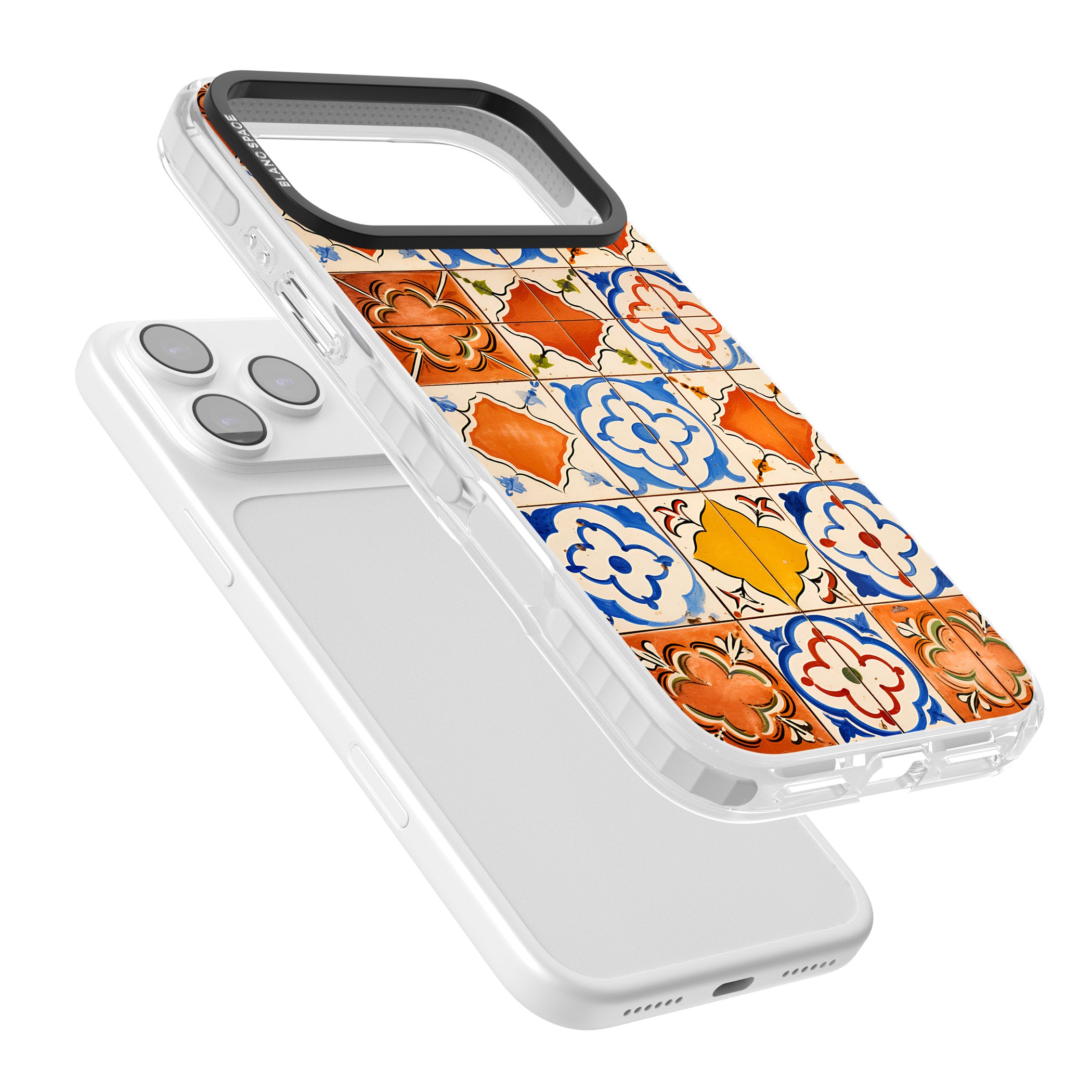 Spanish Mosaic Tiles iPhone 17 Pro Max Impact Clear Phone Case Colours
