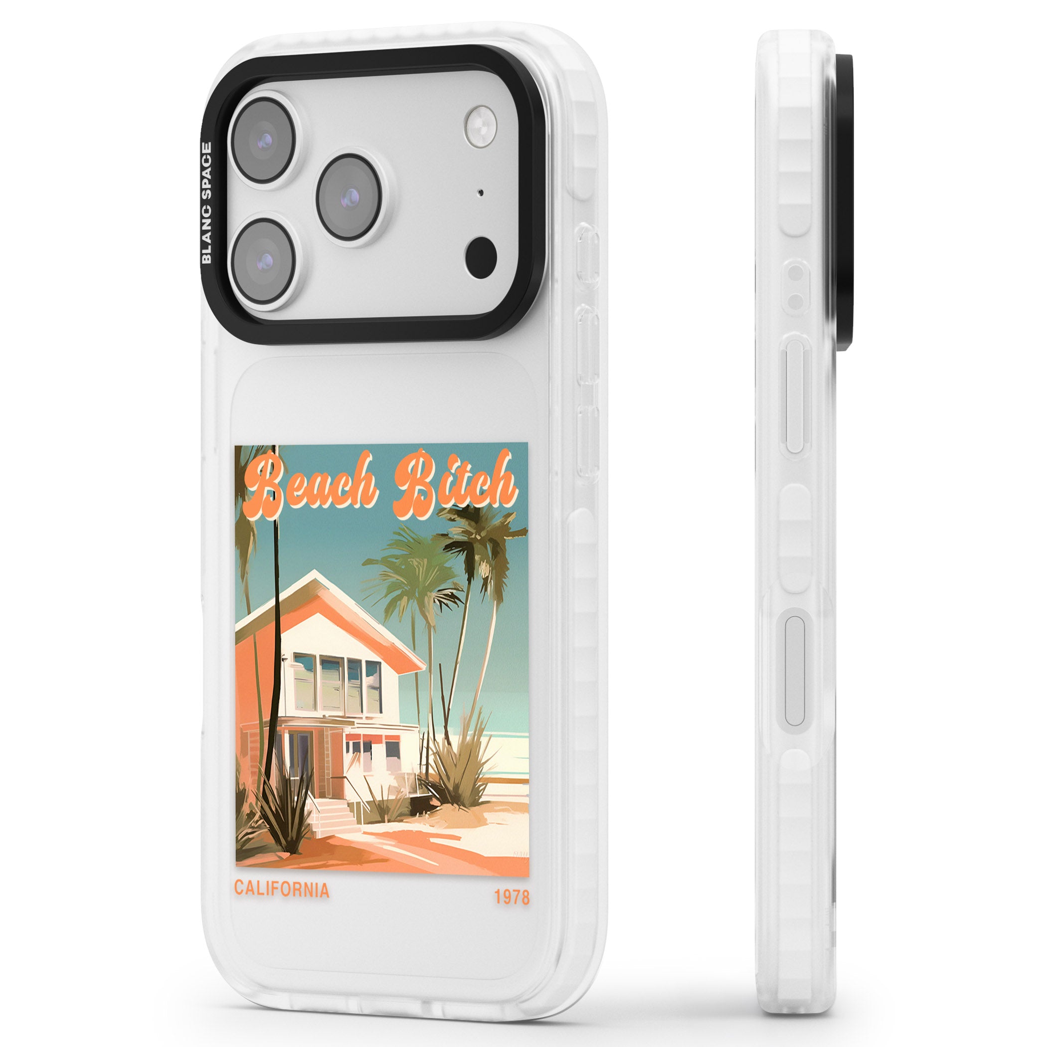 Beach B*tch iPhone 17 Pro Max Impact Clear Phone Case Side Profile