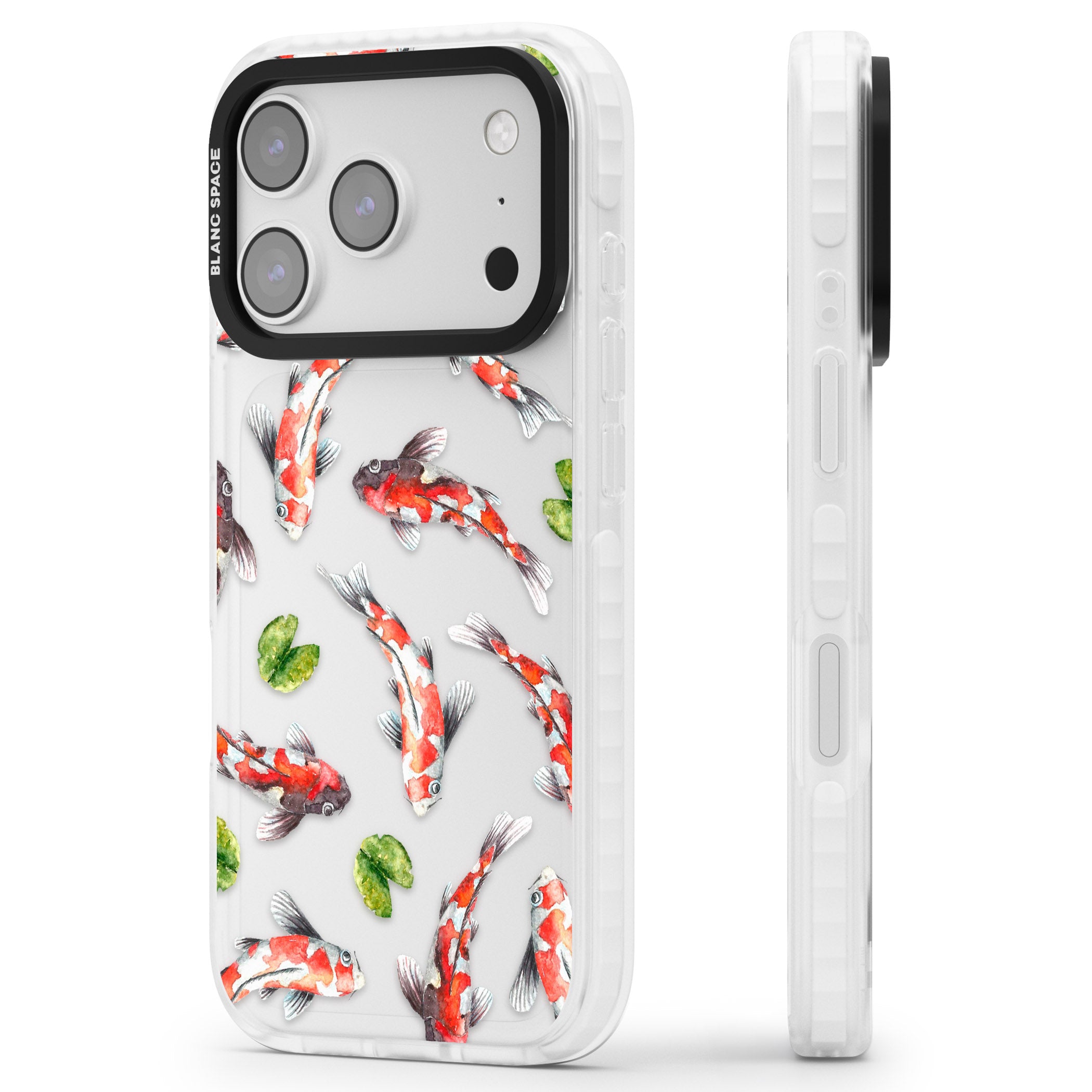 Koi Fish Watercolour iPhone 17 Pro Max Impact Clear Phone Case Side Profile
