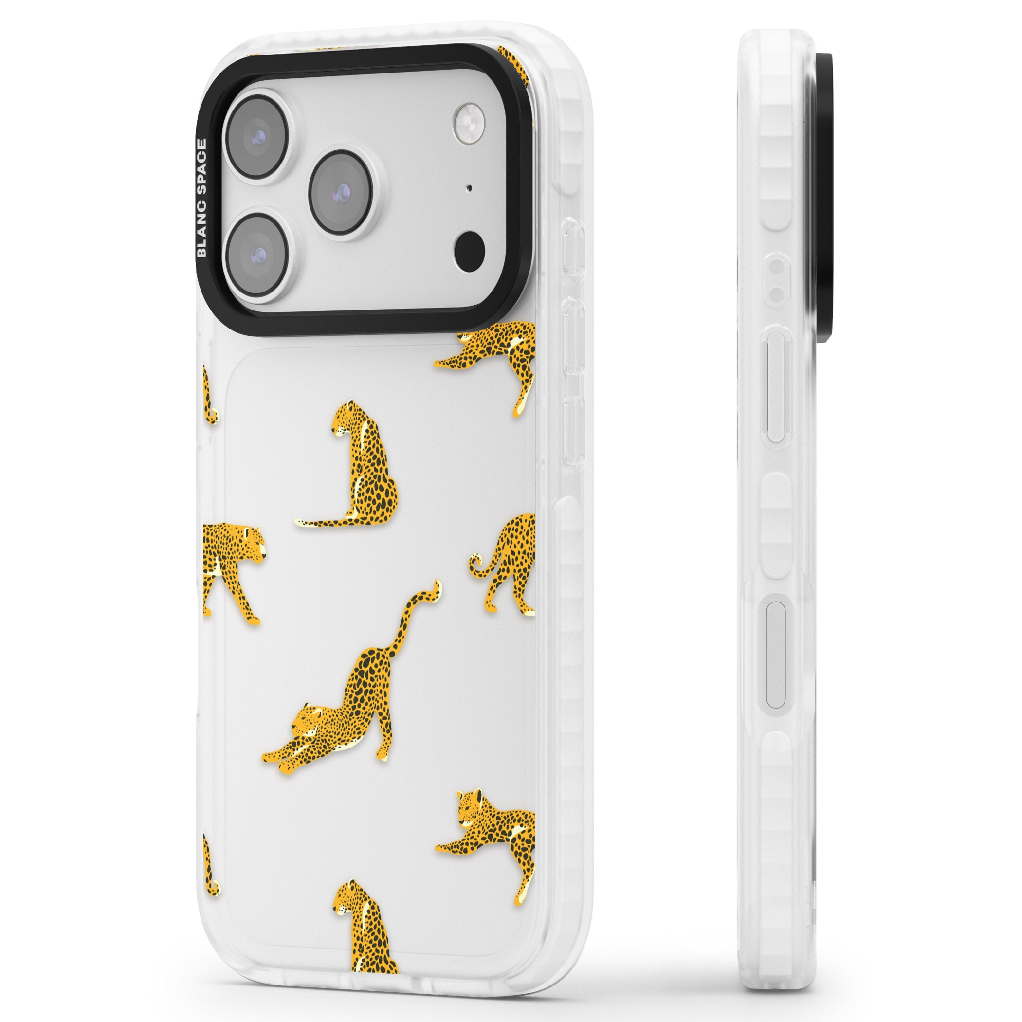Leopard Spots iPhone 17 Pro Max Impact Clear Phone Case Side Profile