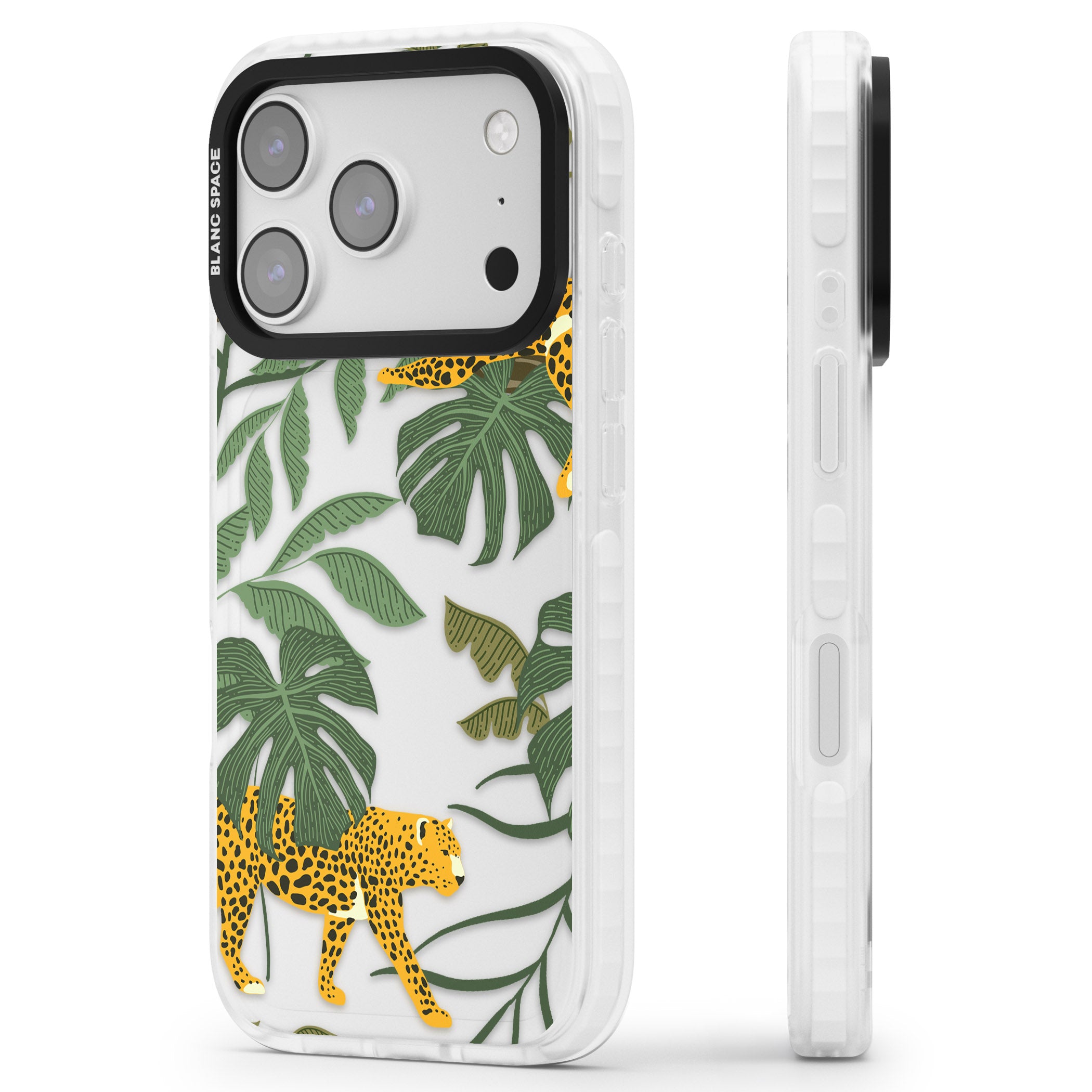 Jungle Cat Pattern iPhone 17 Pro Max Impact Clear Phone Case Side Profile