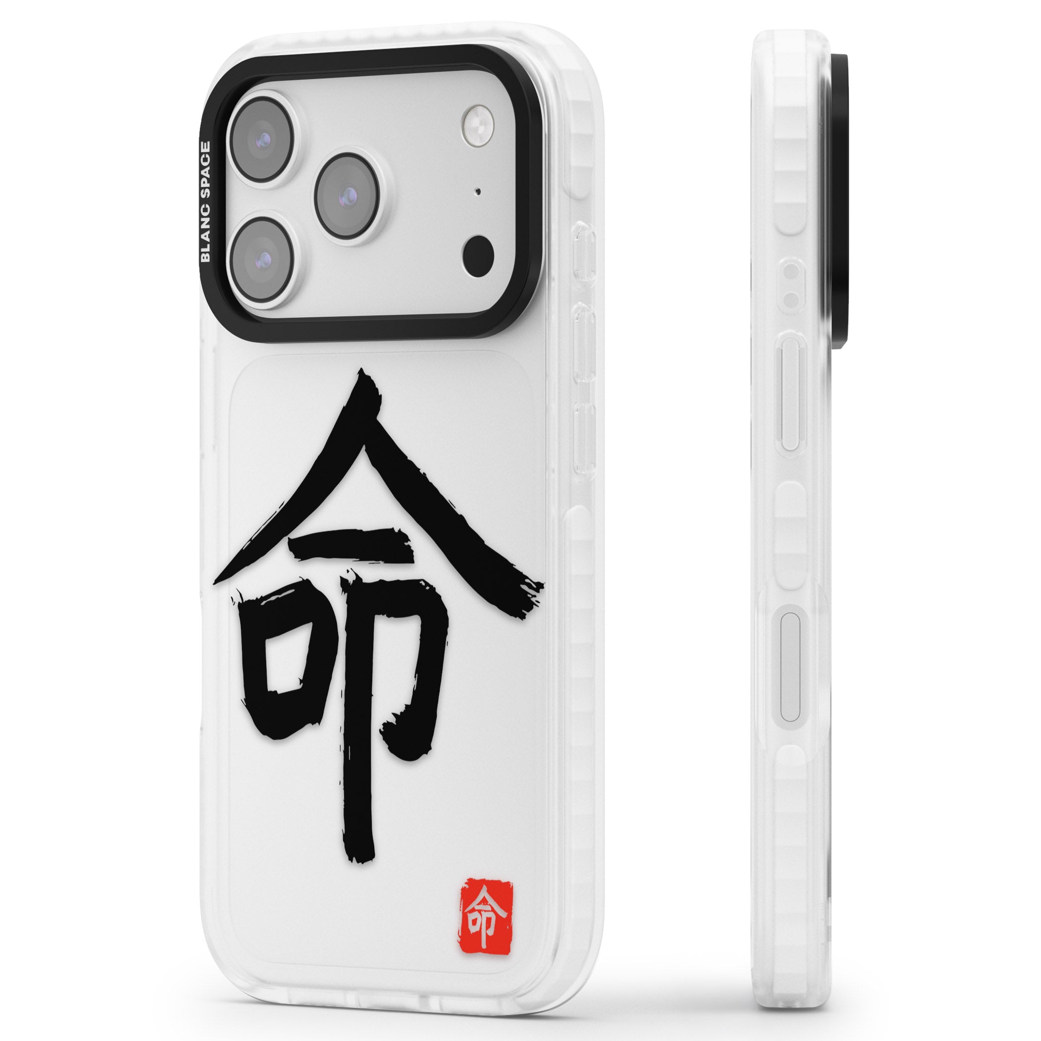 Japanese Kanji Life iPhone 17 Pro Impact Clear Phone Case Side Profile