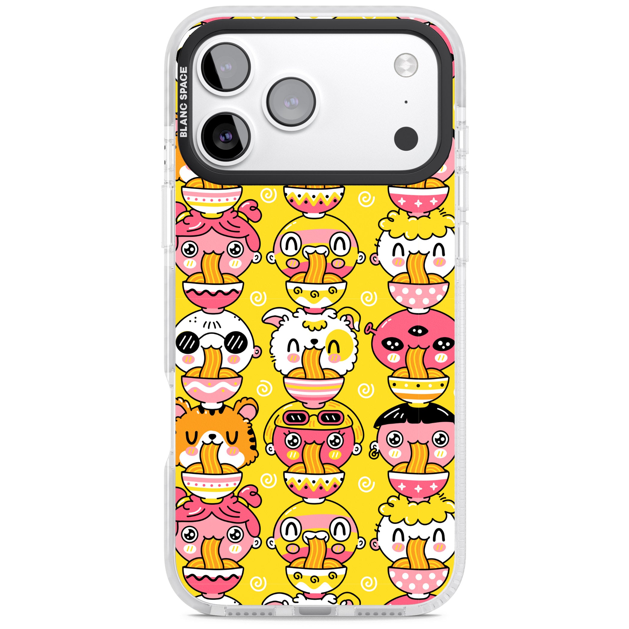 Ramen Noodle Kawaii Pattern iPhone 17 Pro Impact Clear Phone Case