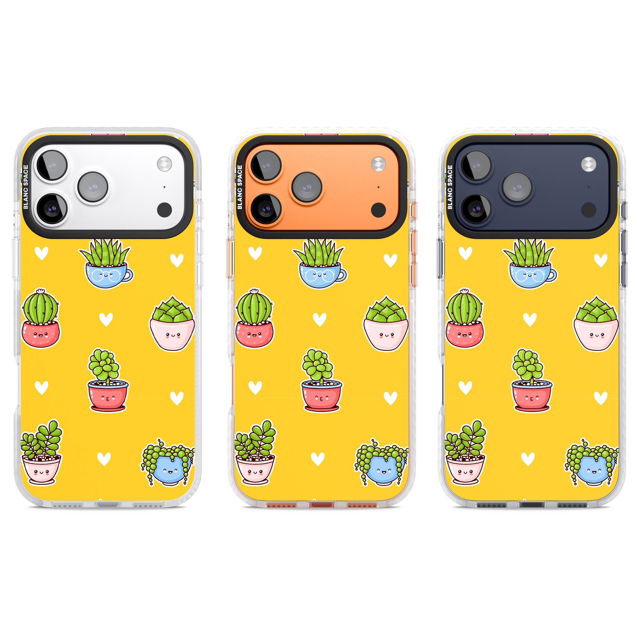 Plant Faces Kawaii Pattern iPhone 17 Pro Impact Clear Phone Case APT Impact Protection