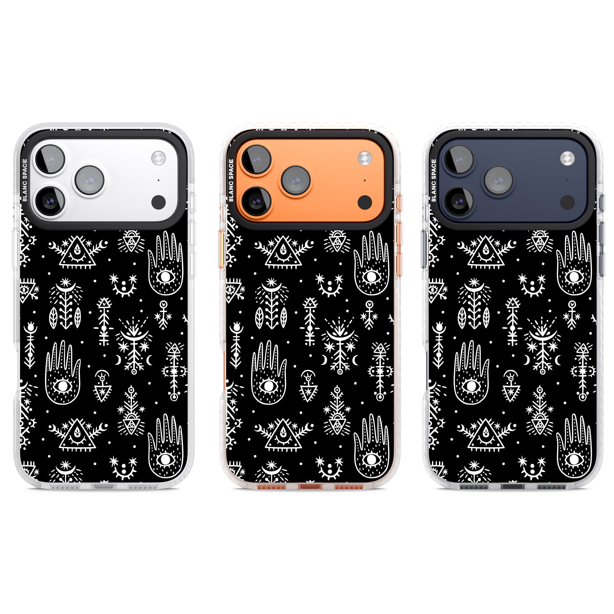 Tribal Symbols Black iPhone 17 Pro Impact Clear Phone Case APT Impact Protection