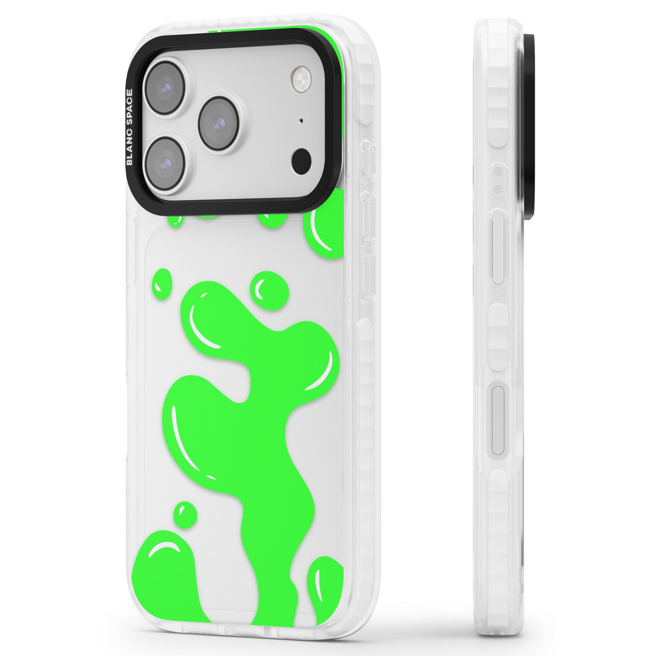 Green Lava Lamp iPhone 17 Pro Max Impact Clear Phone Case Side Profile