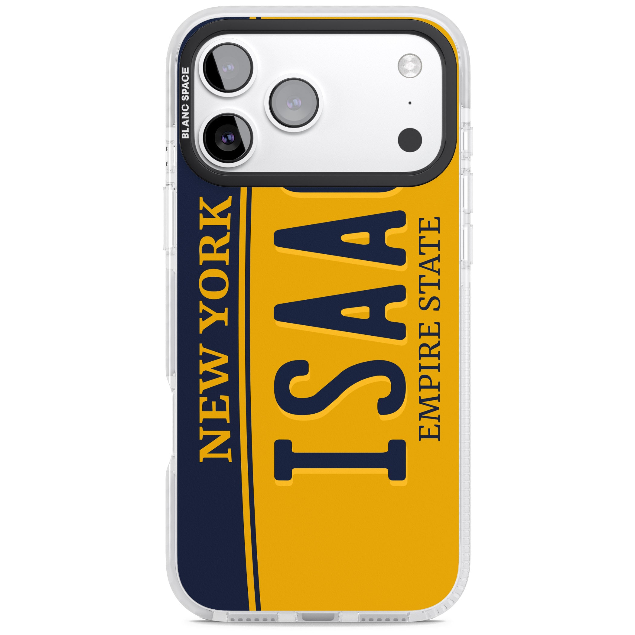 Personalised New York License Plate iPhone 17 Pro Impact Clear Phone Case