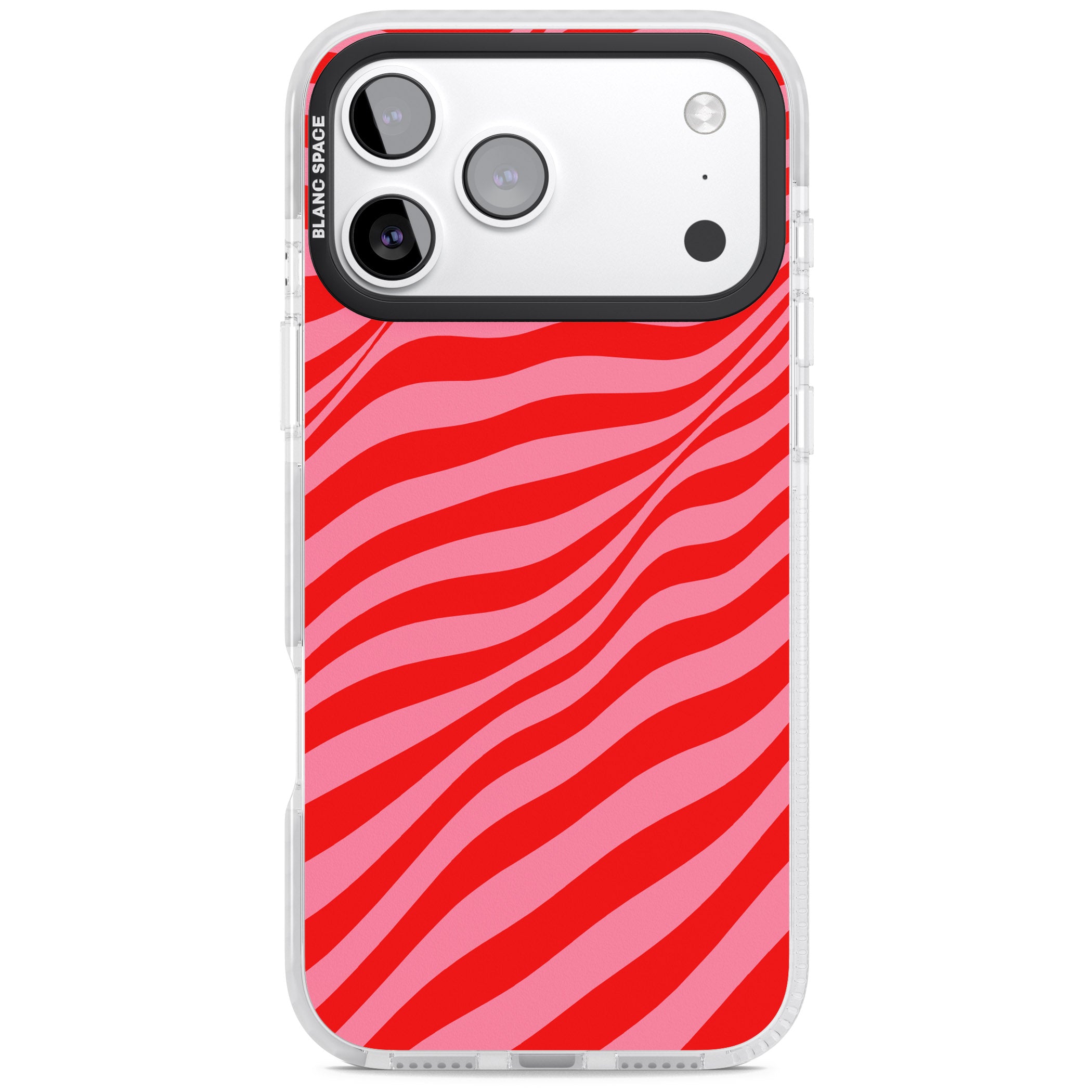 Pink & Red Distorted Line iPhone 17 Pro Impact Clear Phone Case
