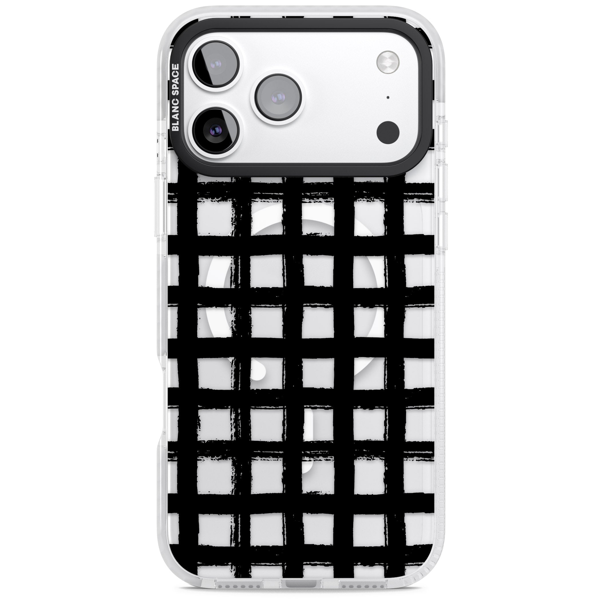 Messy Black Grid Clear iPhone 17 Pro Max Impact Pro Clear Phone Case