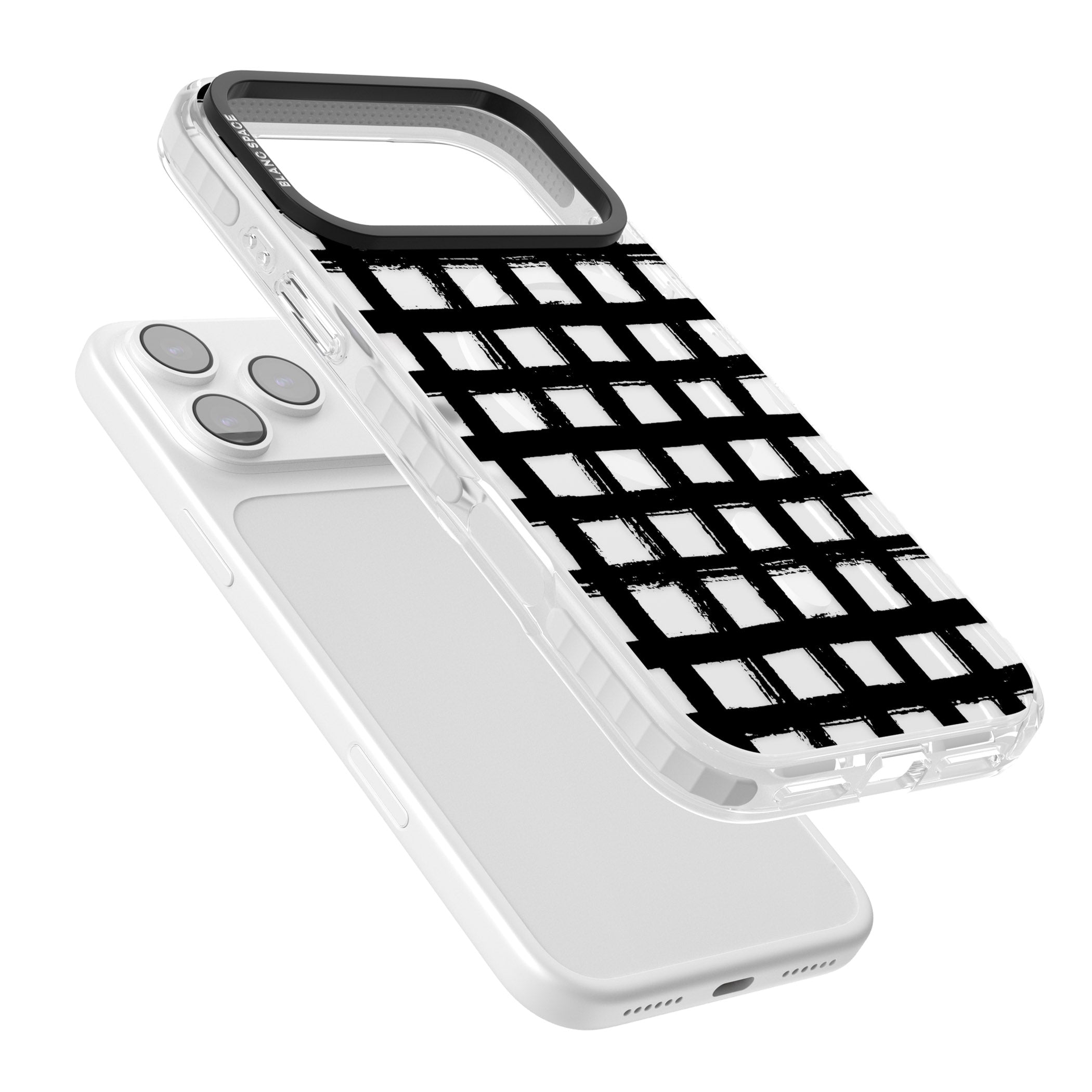 Messy Black Grid Clear iPhone 17 Pro Max Impact Pro Clear Phone Case Colours