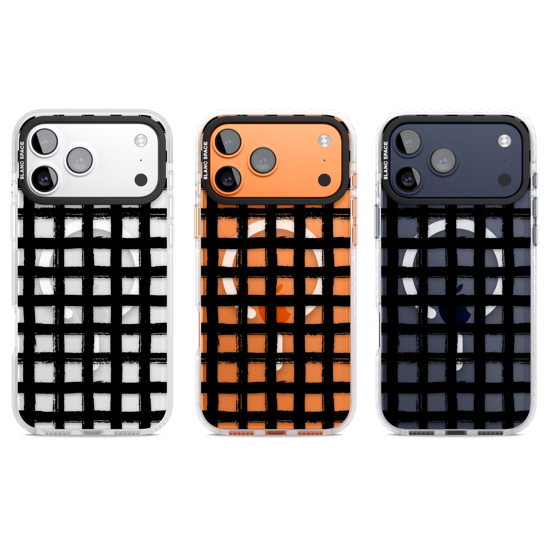 Messy Black Grid Clear iPhone 17 Pro Impact Pro Clear Phone Case APT Impact Protection