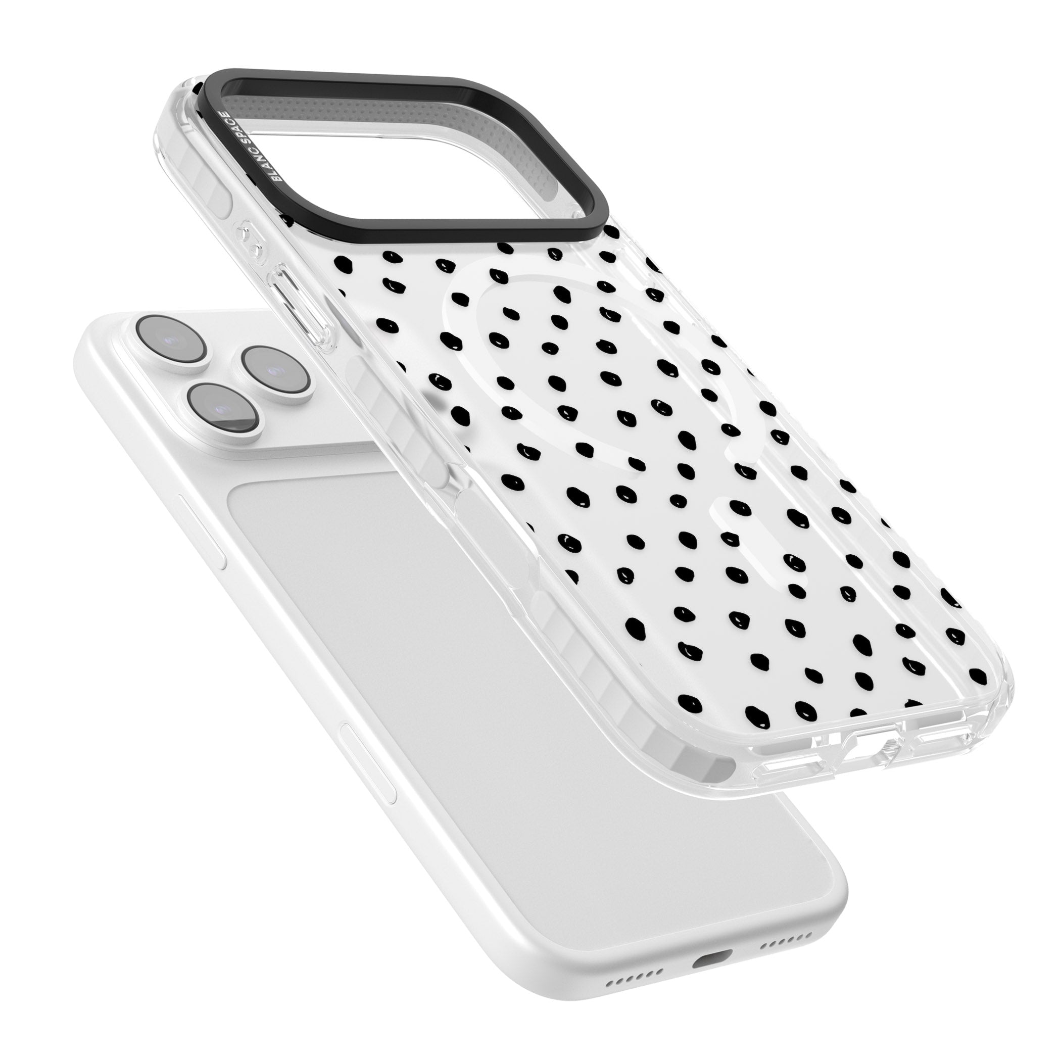 Messy Black Dot Pattern iPhone 17 Pro Impact Pro Clear Phone Case Colours