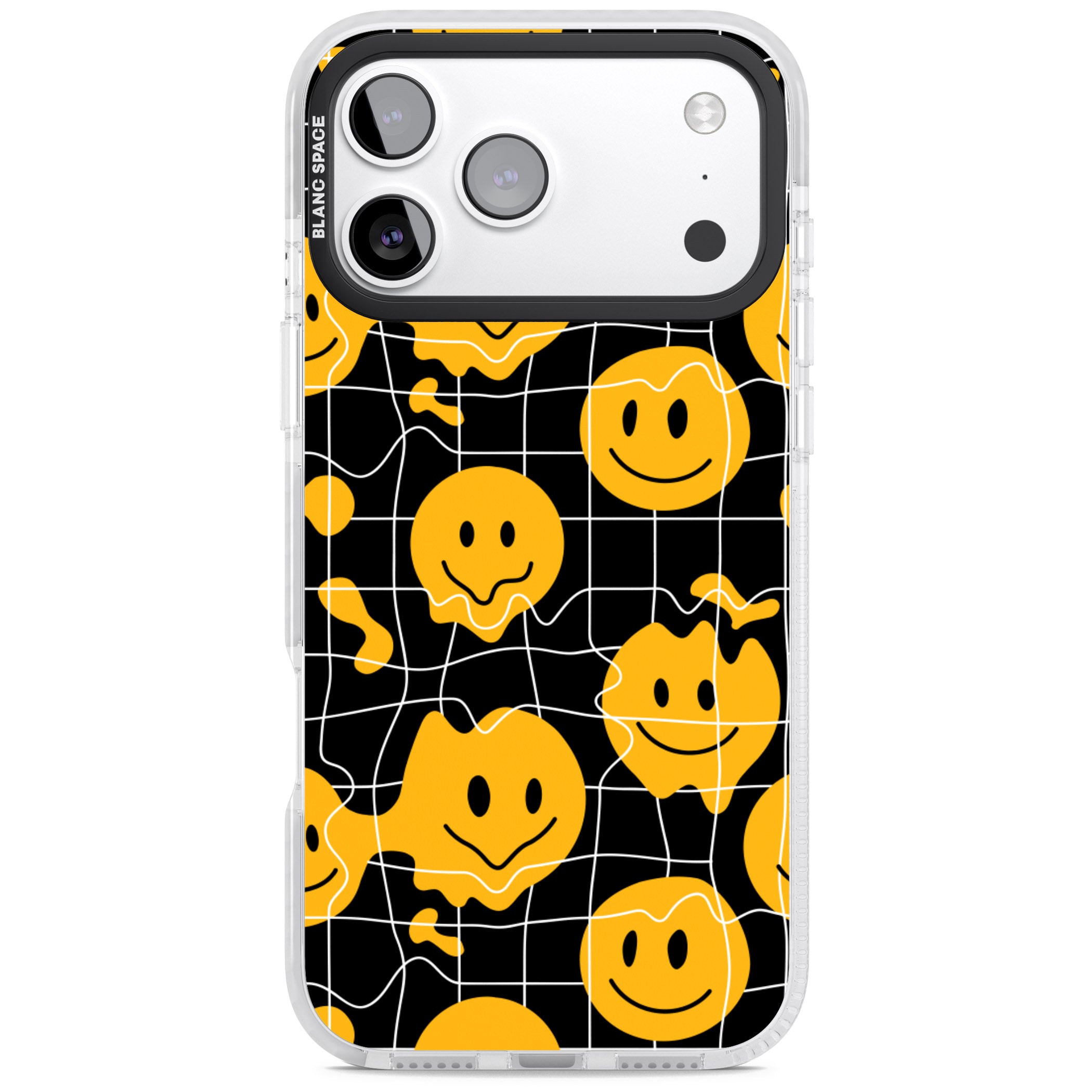 Acid Face Grid Pattern iPhone 17 Pro Max Impact Pro Clear Phone Case