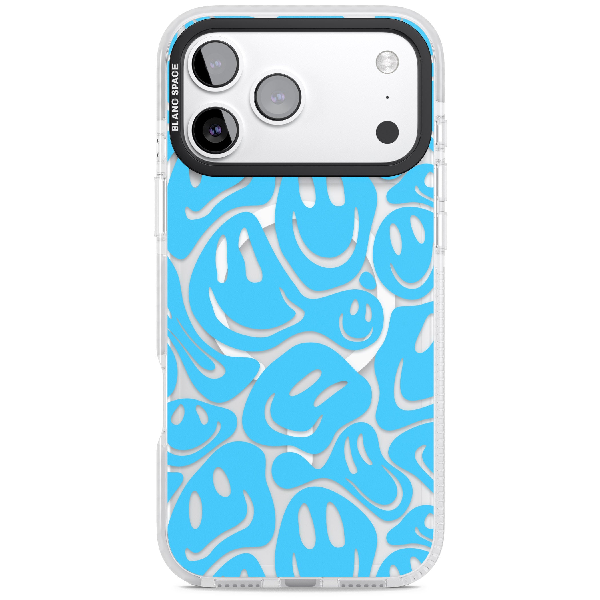Blue Acid Faces iPhone 17 Pro Impact Pro Clear Phone Case