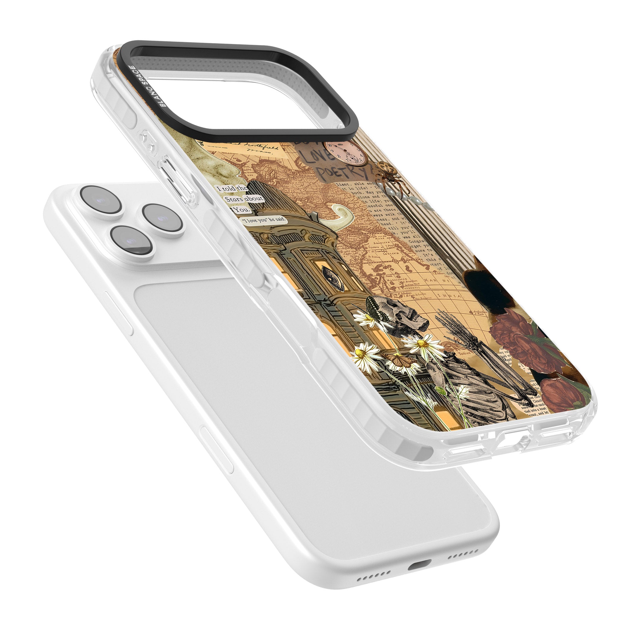 Skeleton Poetry iPhone 17 Pro Impact Pro Clear Phone Case Colours