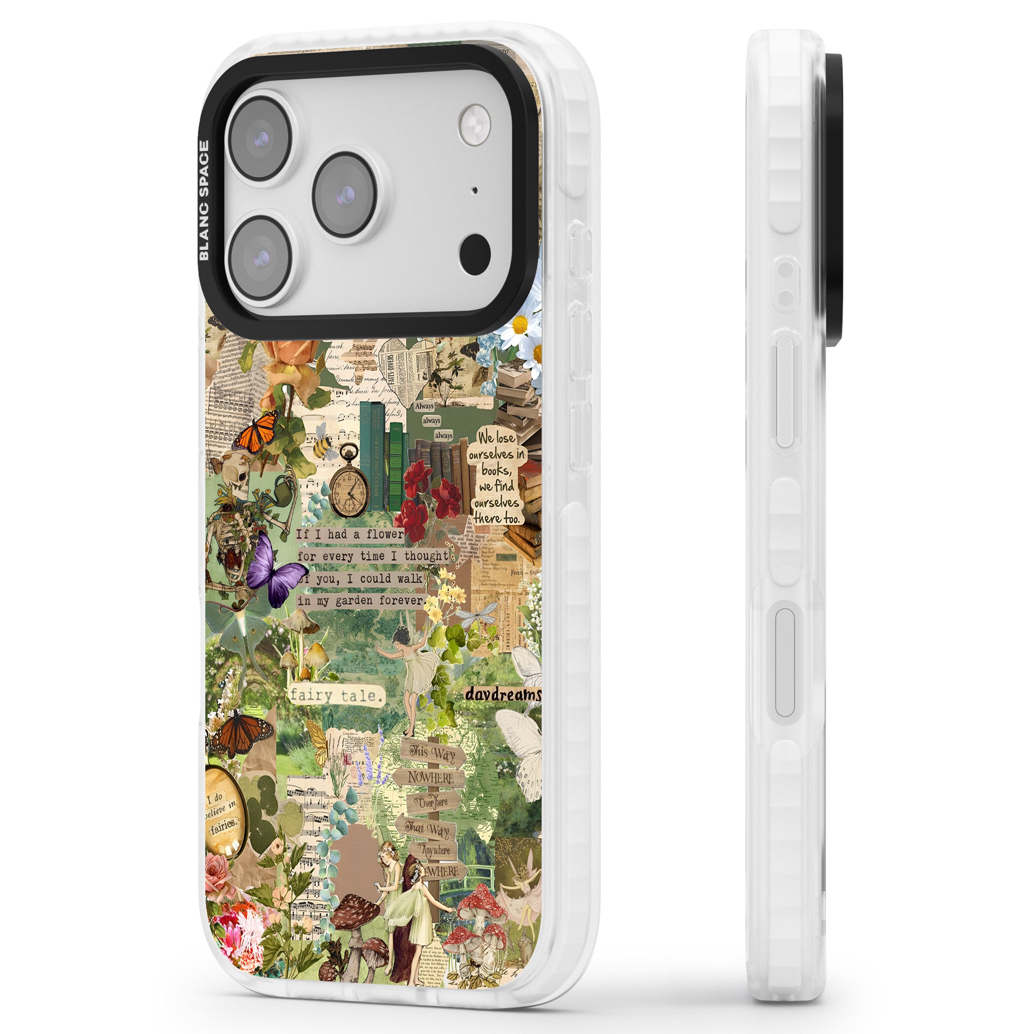 Enchanted Collage iPhone 17 Pro Impact Pro Clear Phone Case Side Profile