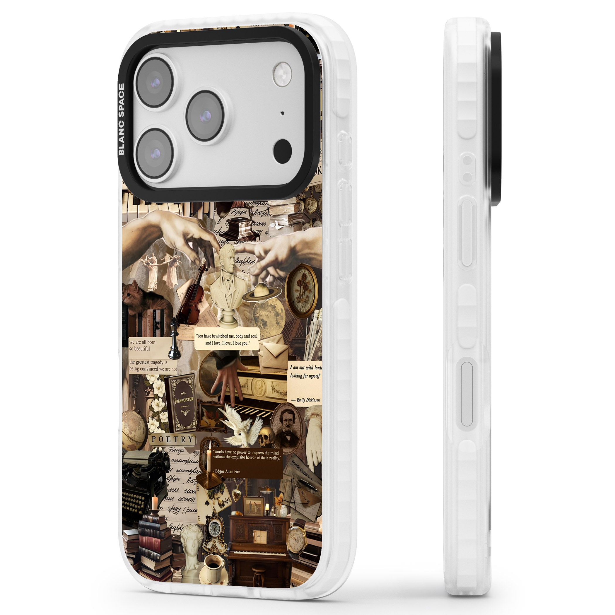 Antique Collage iPhone 17 Pro Max Impact Pro Clear Phone Case Side Profile