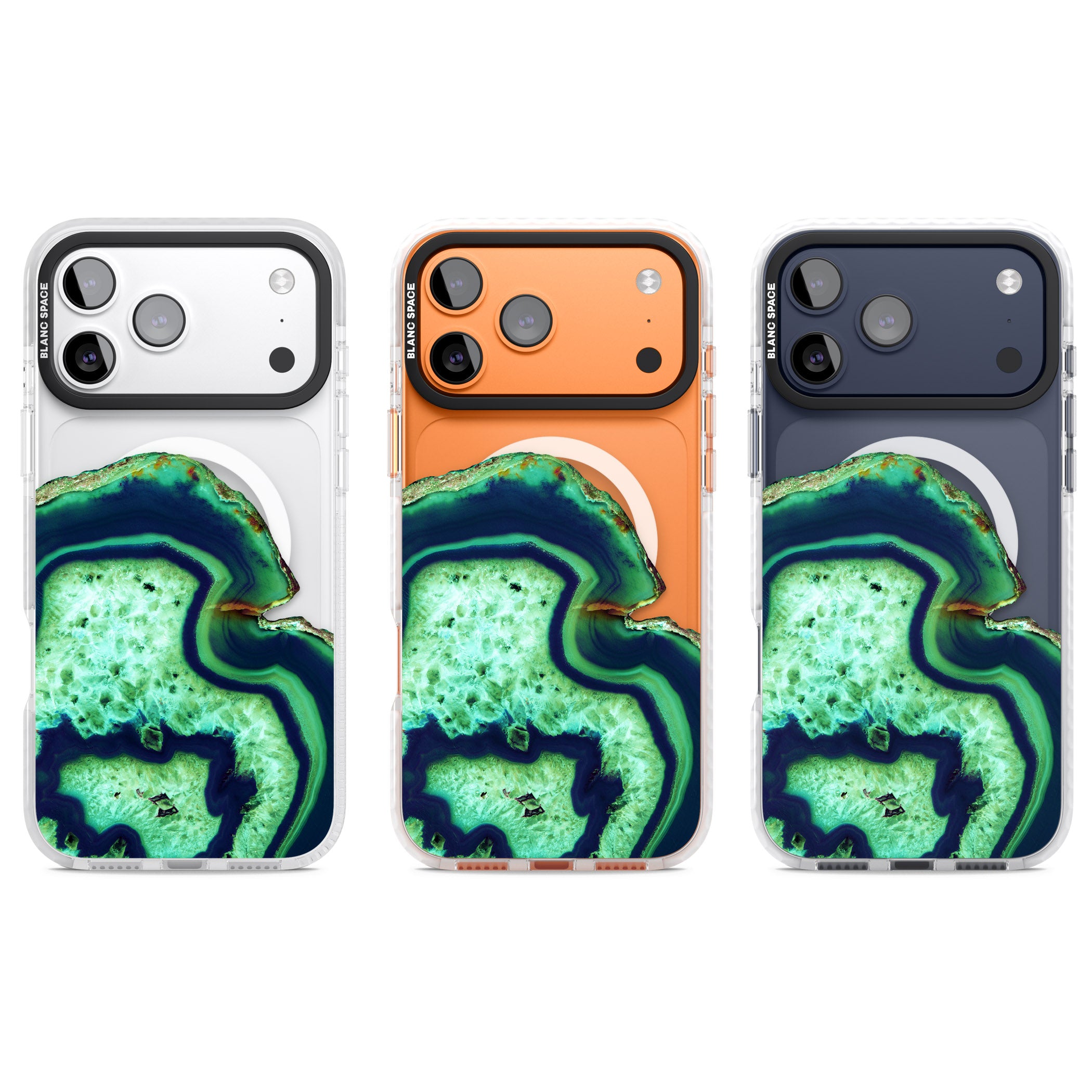 Emerald Agate Slice iPhone 17 Pro Impact Pro Clear Phone Case APT Impact Protection