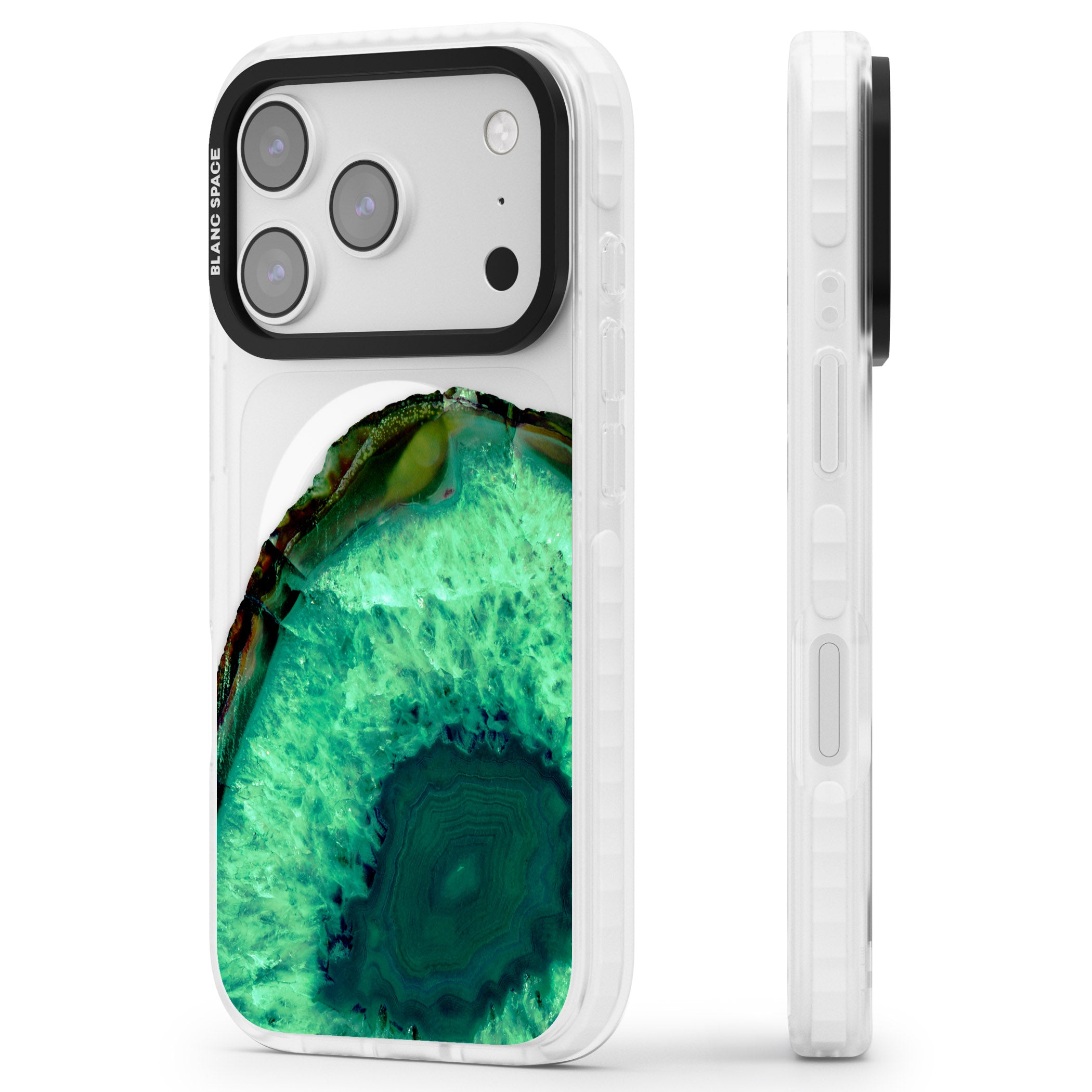 Emerald Geode iPhone 17 Pro Max Impact Pro Clear Phone Case Side Profile