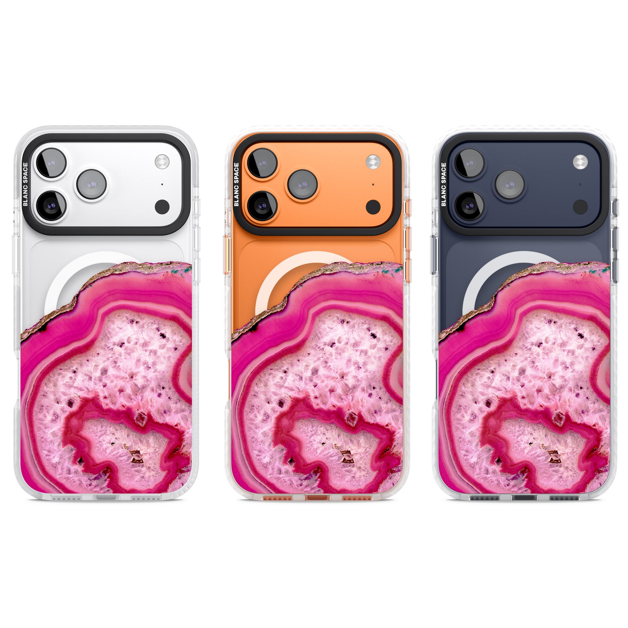 Pink Geode Crystal iPhone 17 Pro Impact Pro Clear Phone Case APT Impact Protection