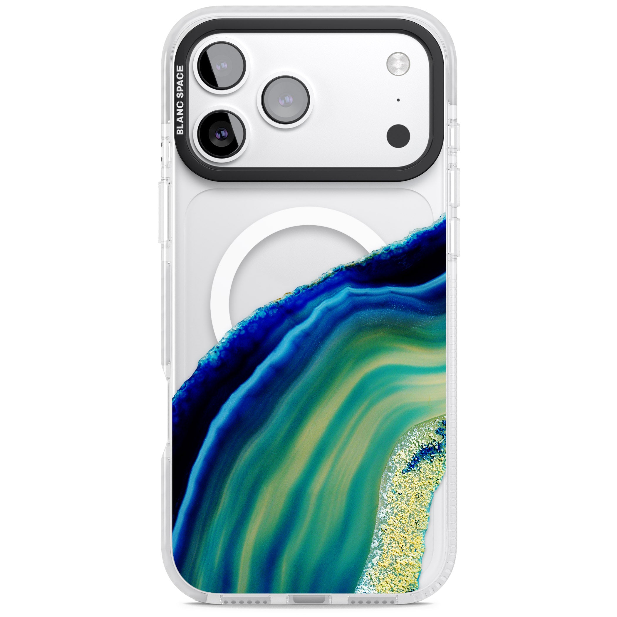 Green & Blue Emerald Geode iPhone 17 Pro Max Impact Pro Clear Phone Case