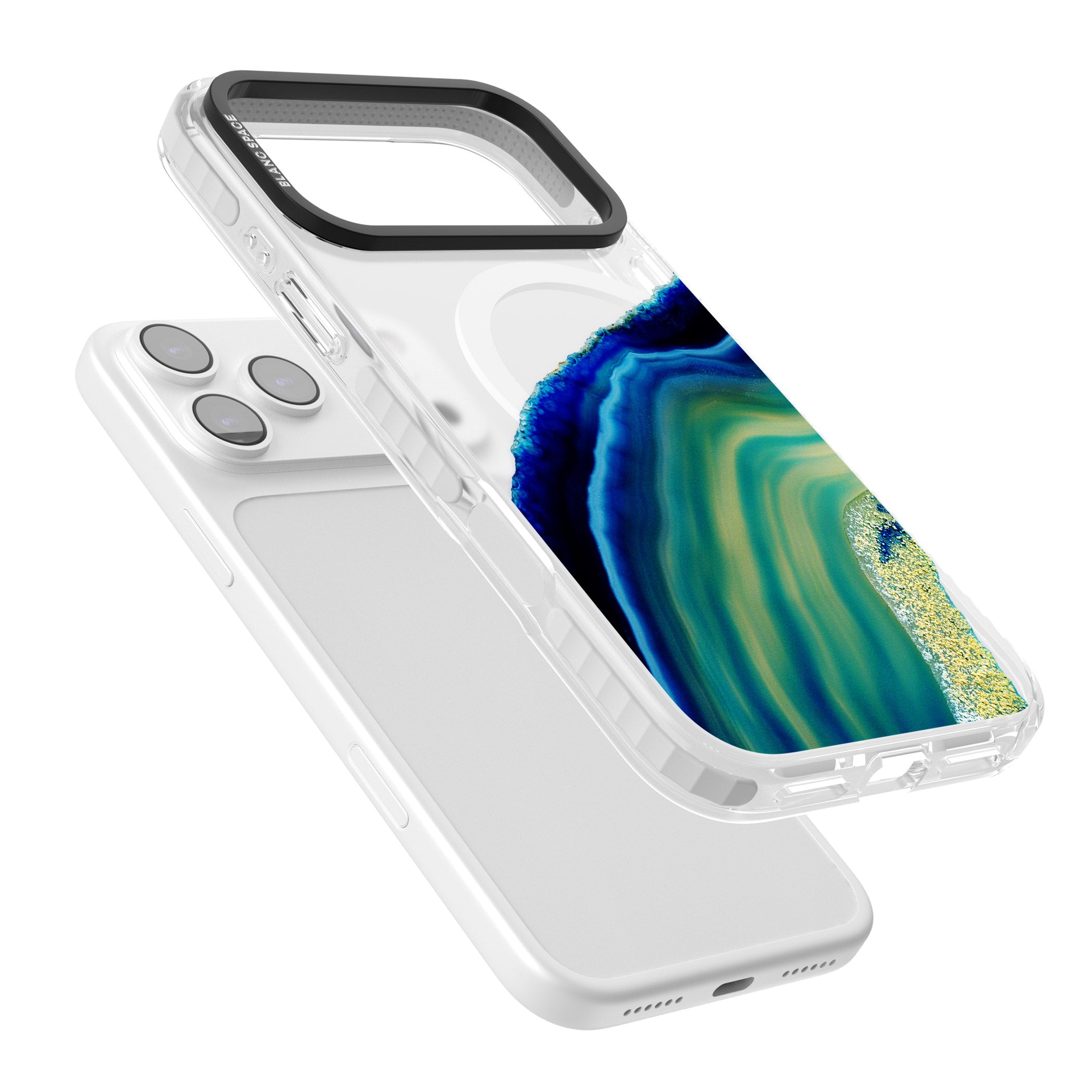 Green & Blue Emerald Geode iPhone 17 Pro Max Impact Pro Clear Phone Case Colours