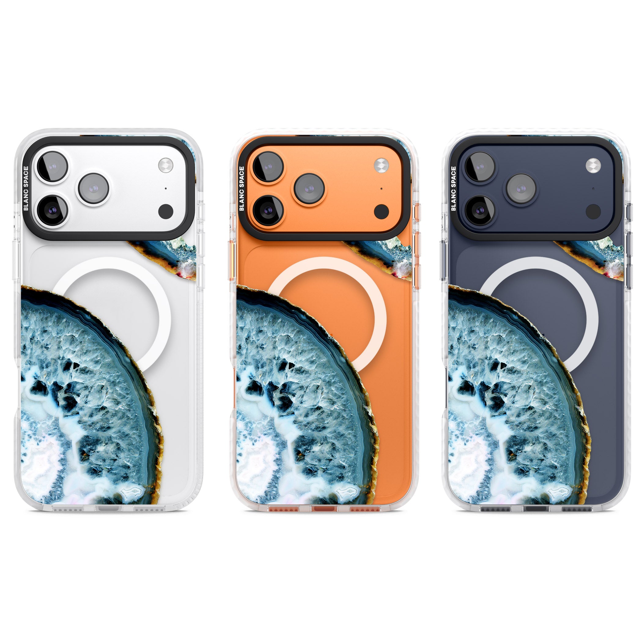 Blue Agate Slice iPhone 17 Pro Impact Pro Clear Phone Case APT Impact Protection