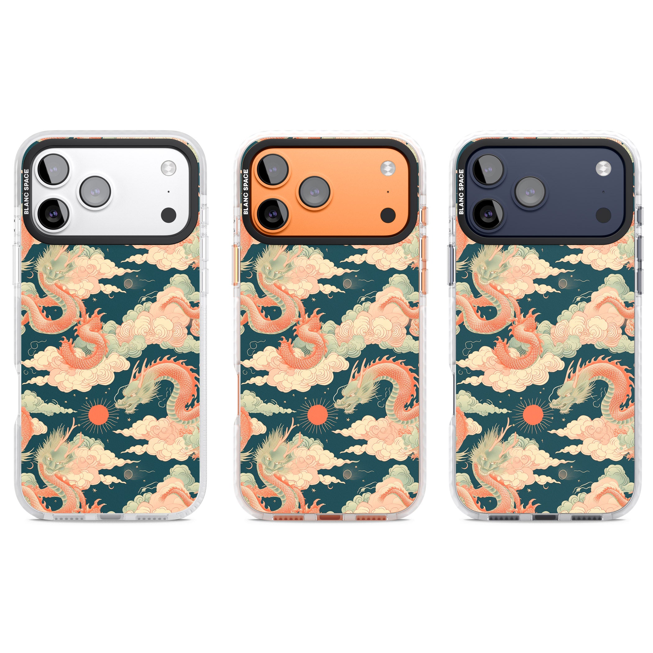 Chinese Dragons Clouds iPhone 17 Pro Impact Pro Clear Phone Case APT Impact Protection