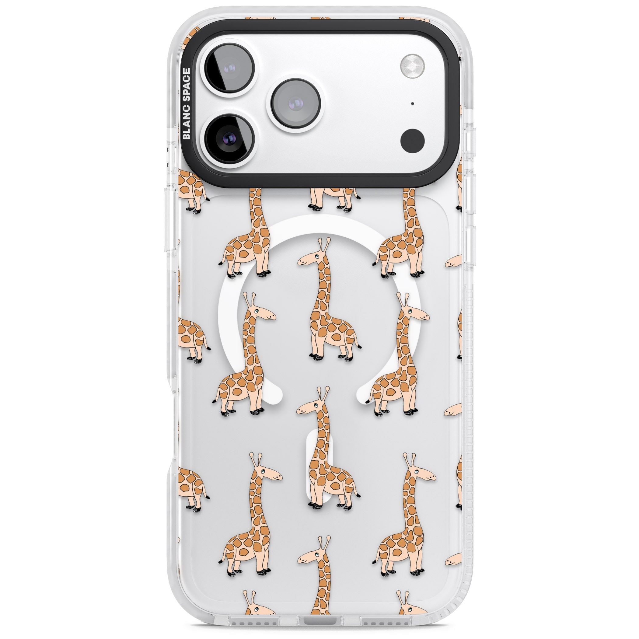 Cute Giraffe Pattern Clear iPhone 17 Pro Impact Pro Clear Phone Case