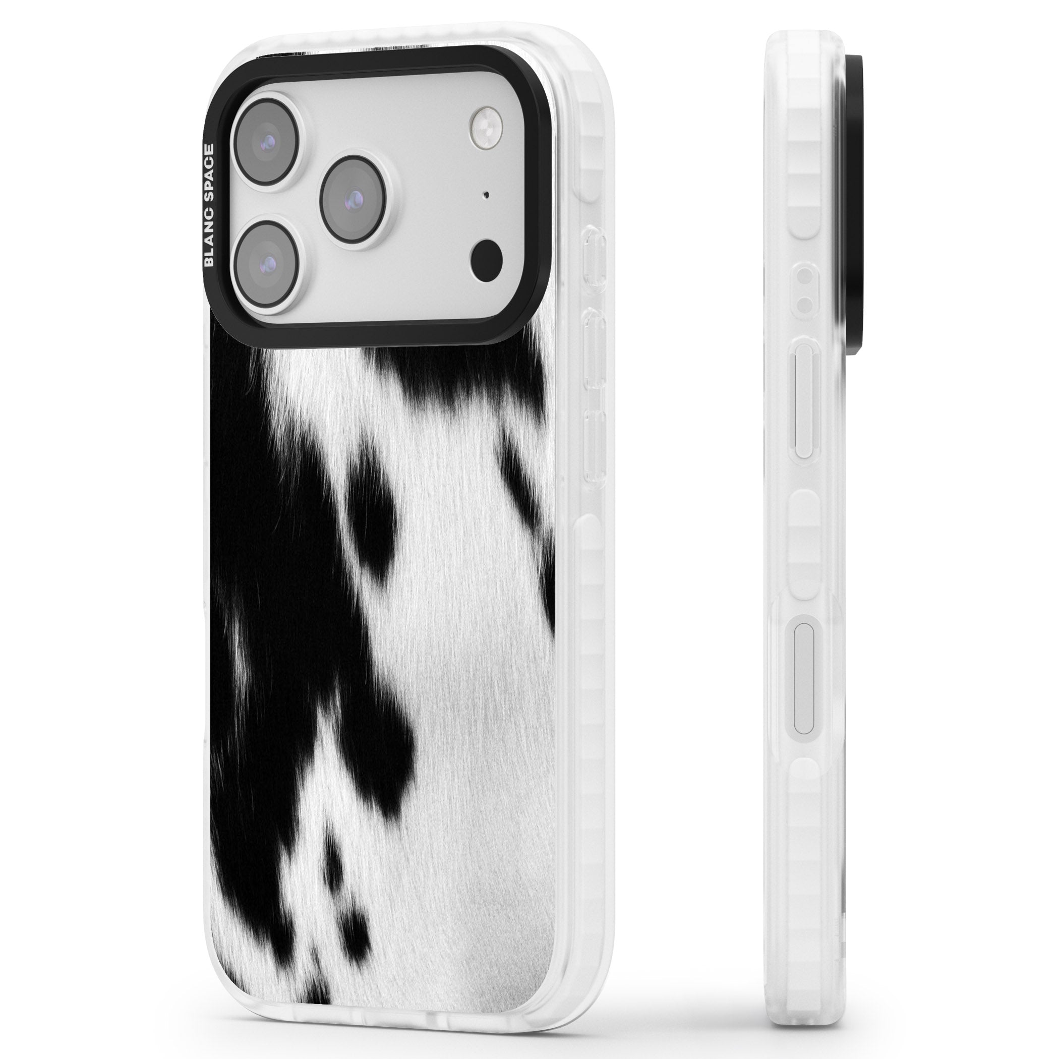 Designer Fashion Cowhide iPhone 17 Pro Impact Pro Clear Phone Case Side Profile
