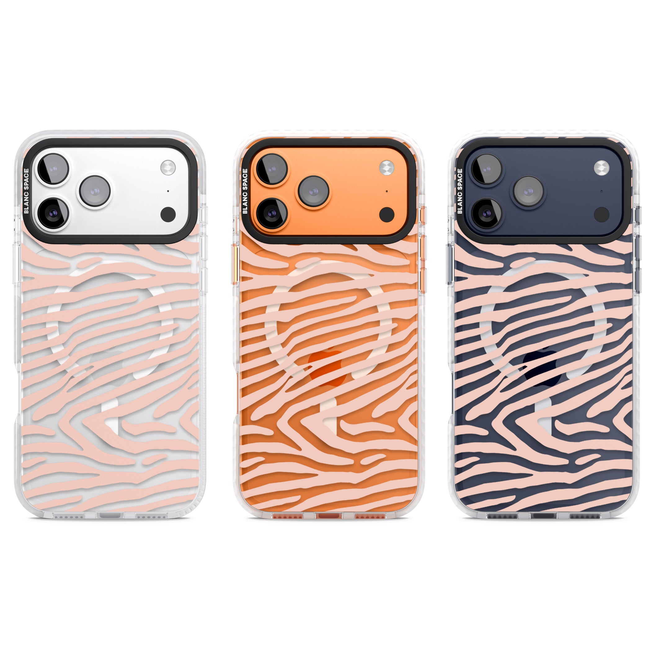 Horizontal Zebra Stripes Transparent Animal Print iPhone 17 Pro Impact Pro Clear Phone Case APT Impact Protection