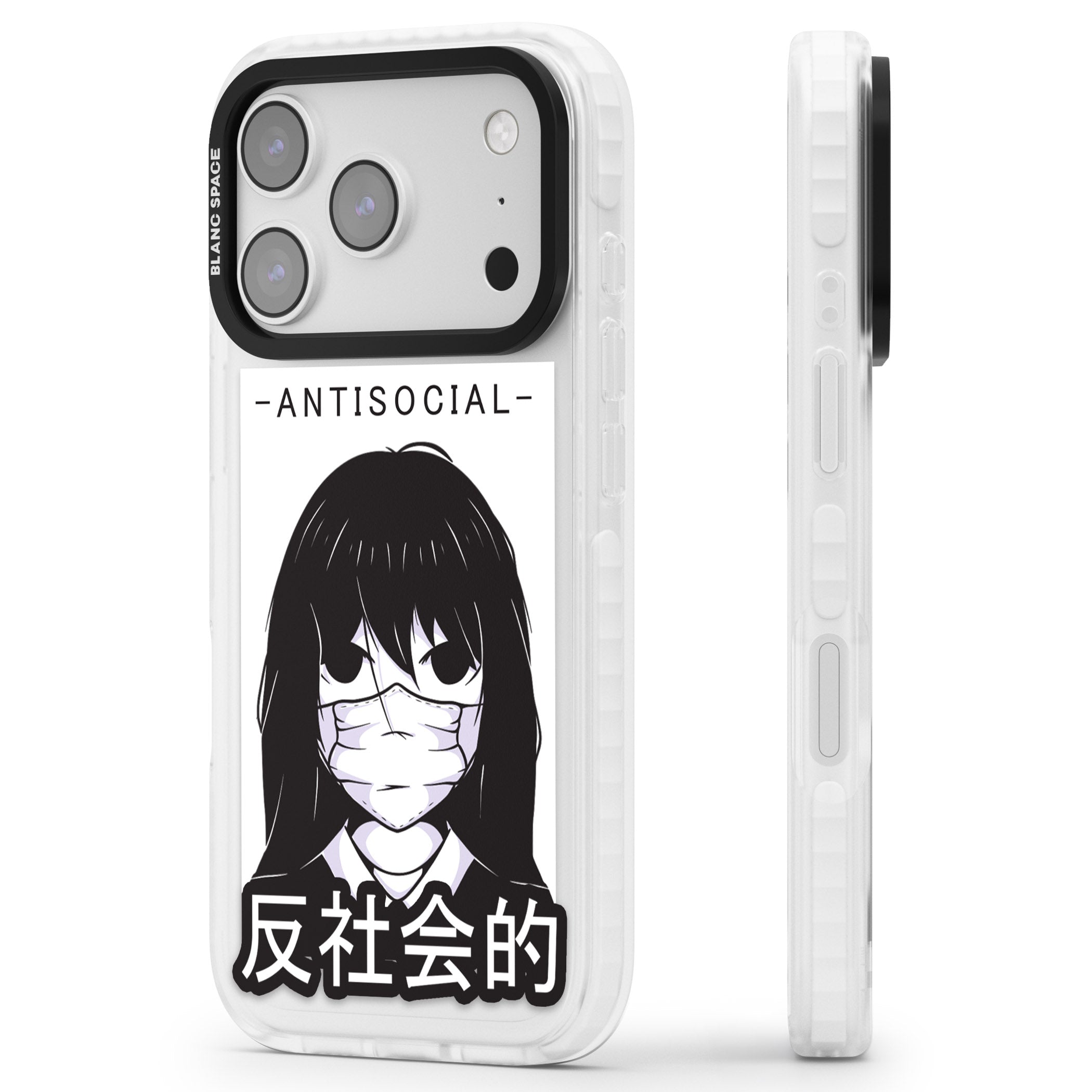 Anti Social iPhone 17 Pro Max Impact Pro Clear Phone Case Side Profile