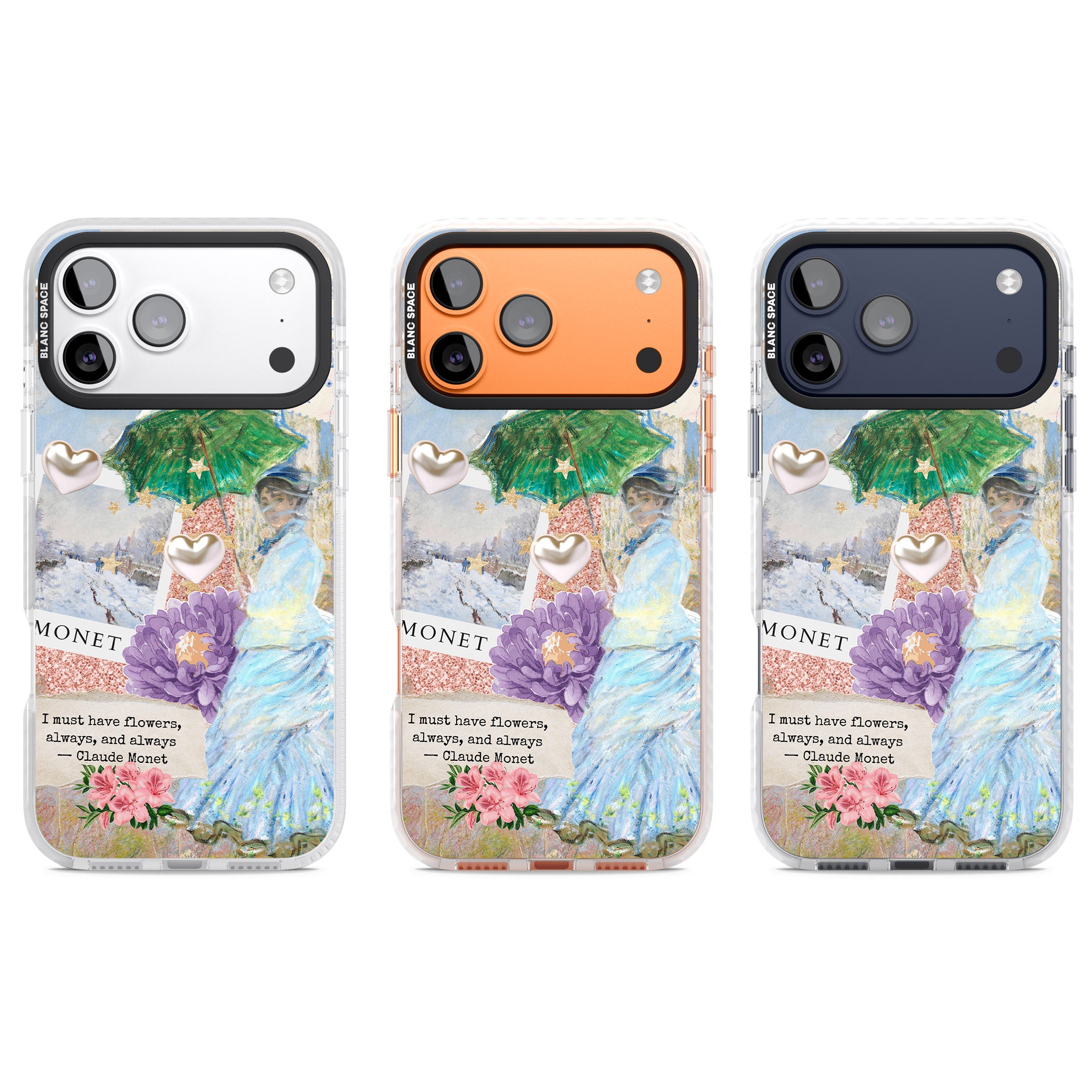 Monet 'Must Have Flowers' Collage iPhone 17 Pro Impact Pro Clear Phone Case APT Impact Protection
