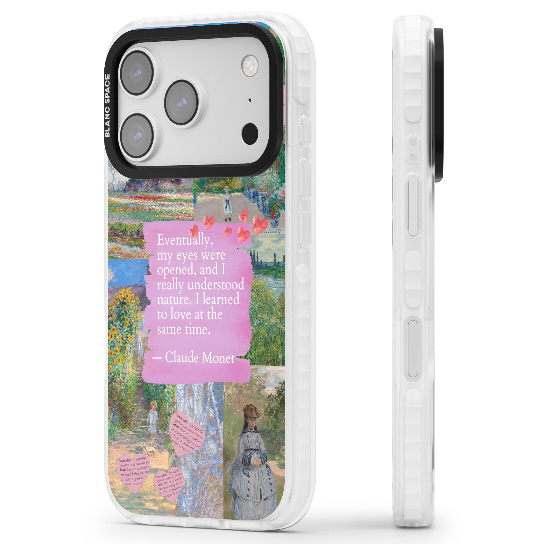 Monet 'Eyes Were Opened' Collage iPhone 17 Pro Max Impact Pro Clear Phone Case Side Profile