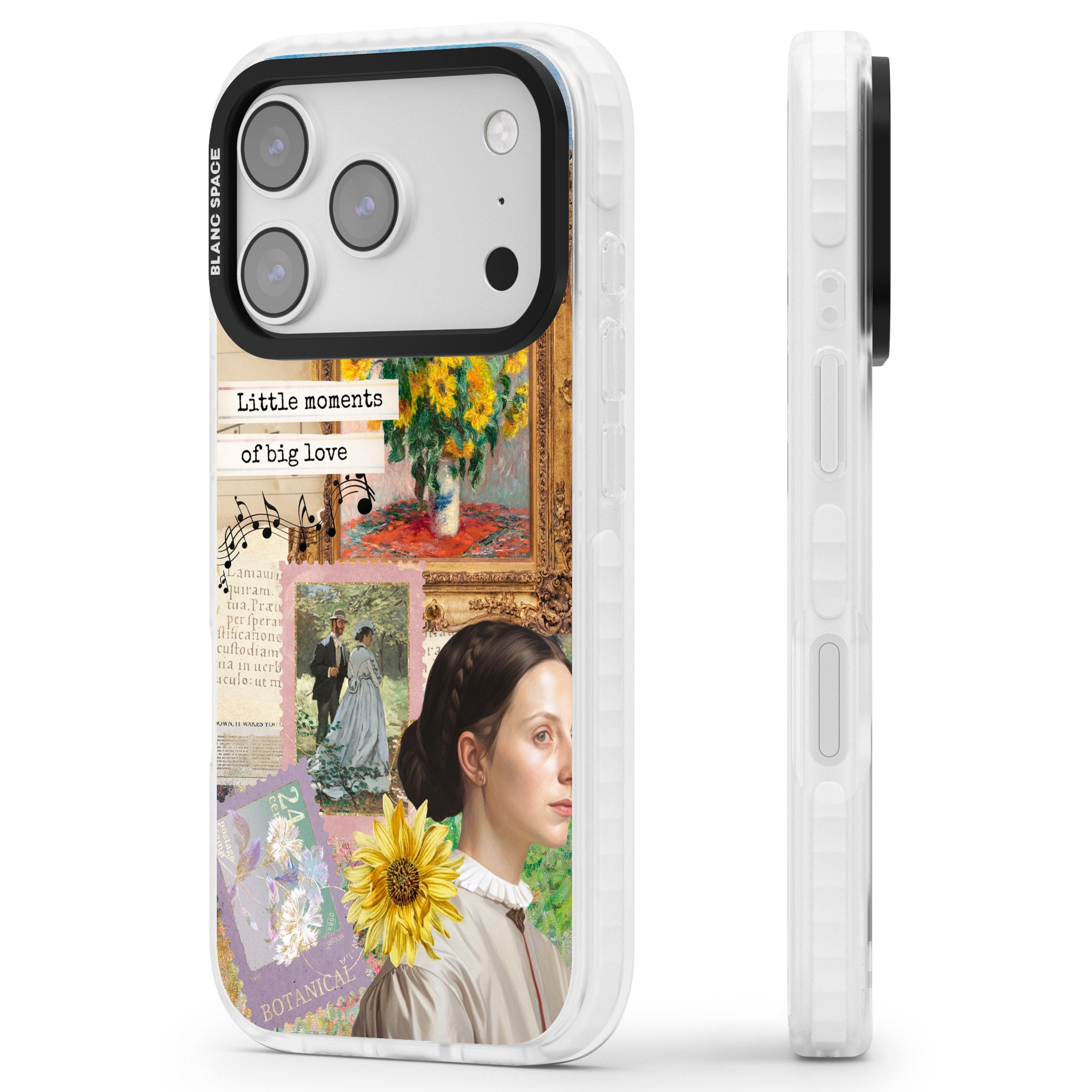 Monet 'Little Moments' Collage iPhone 17 Pro Impact Pro Clear Phone Case Side Profile