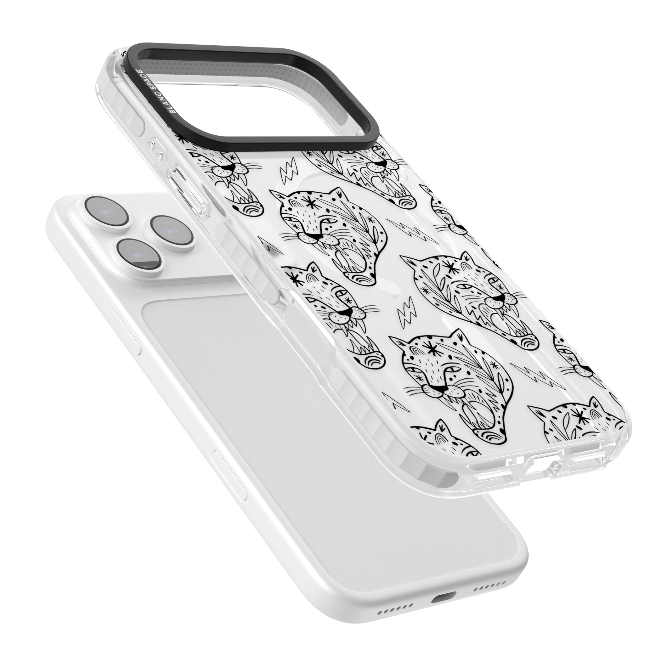 Black Tiger Roar Pattern iPhone 17 Pro Impact Pro Clear Phone Case Colours