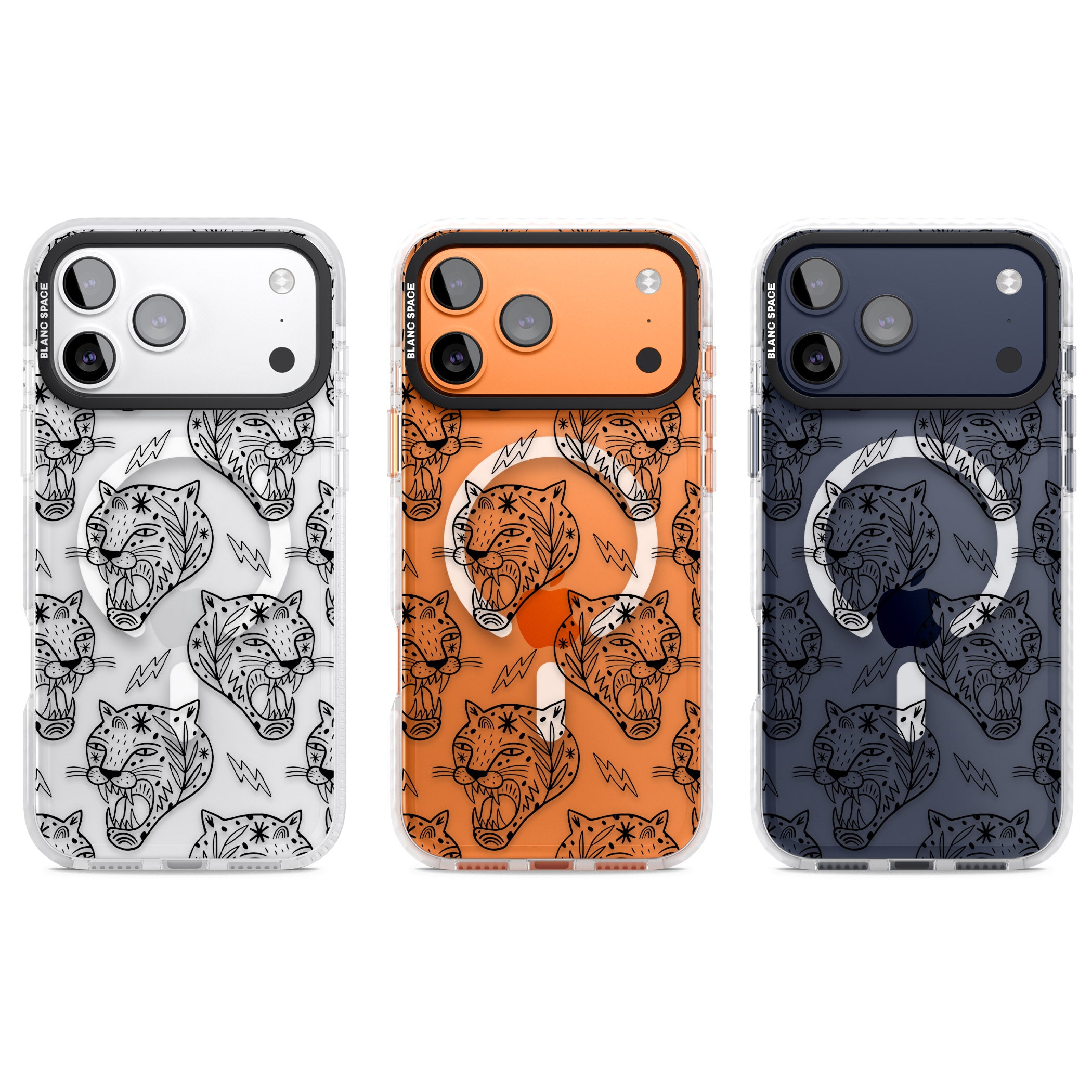 Black Tiger Roar Pattern iPhone 17 Pro Impact Pro Clear Phone Case APT Impact Protection