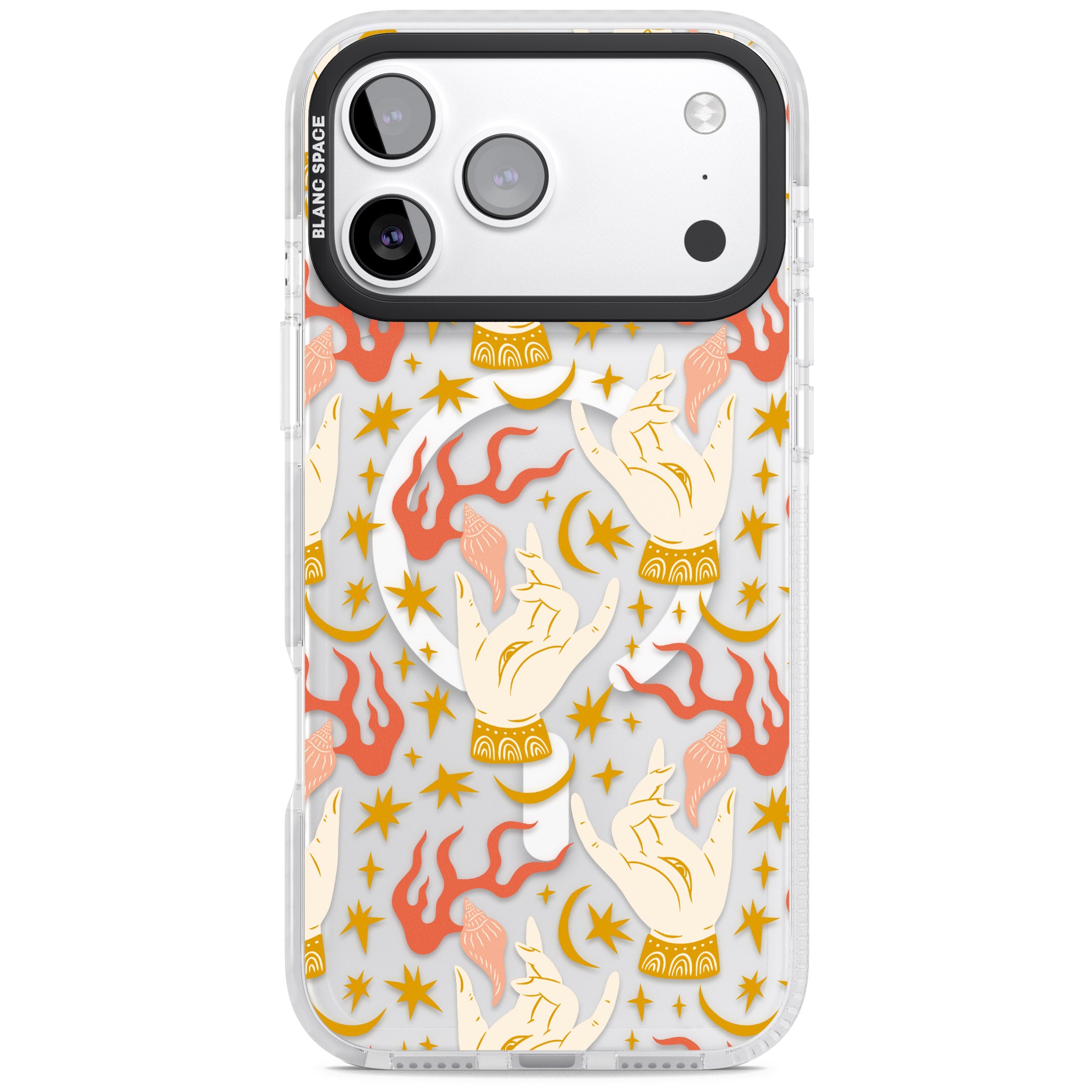 Hand Watcher Pattern iPhone 17 Pro Impact Pro Clear Phone Case
