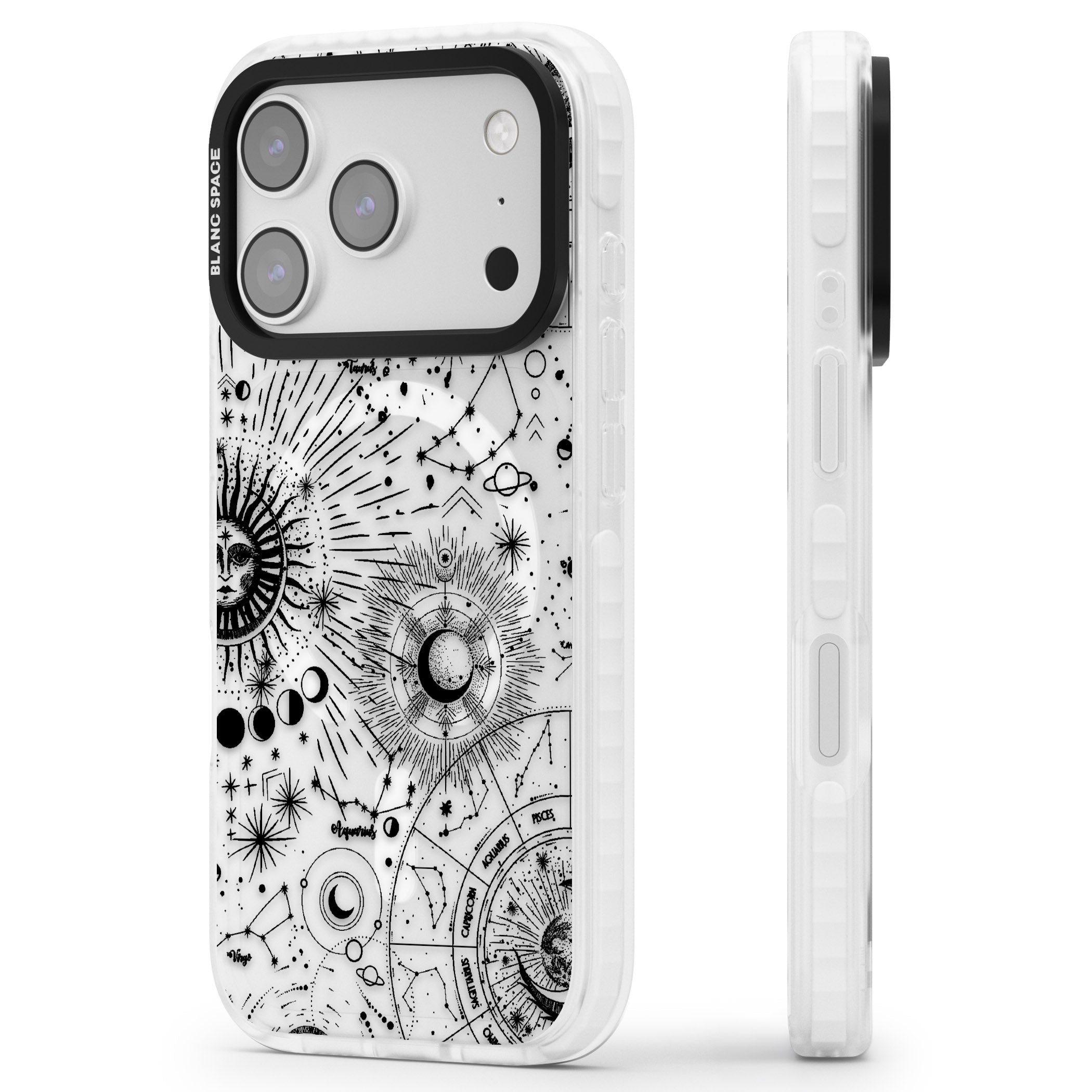 Celestial Chart iPhone 17 Pro Max Impact Pro Clear Phone Case Side Profile