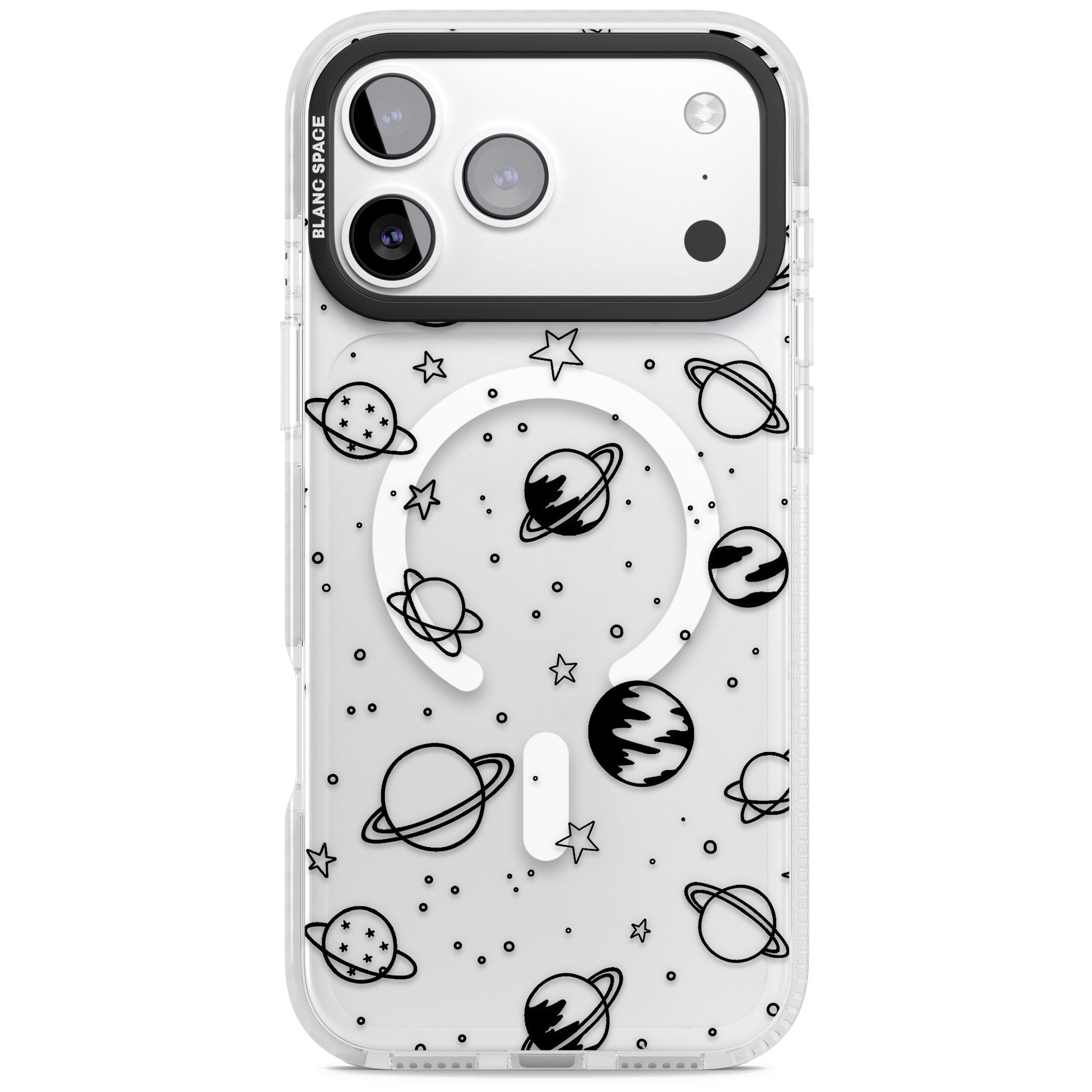 Cosmic Sketch Black Clear iPhone 17 Pro Max Impact Pro Clear Phone Case