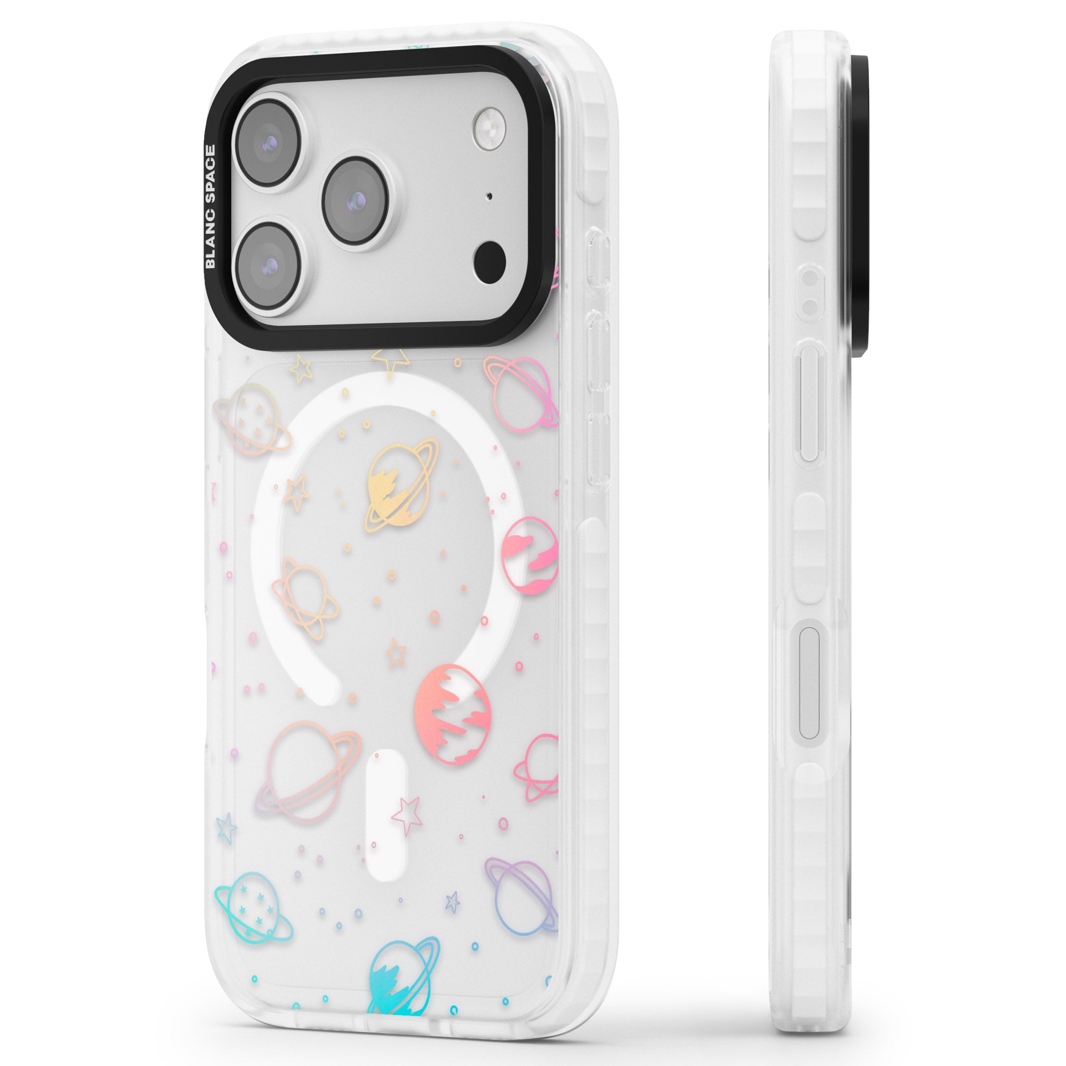 Pastel Space Universe iPhone 17 Pro Impact Pro Clear Phone Case Side Profile